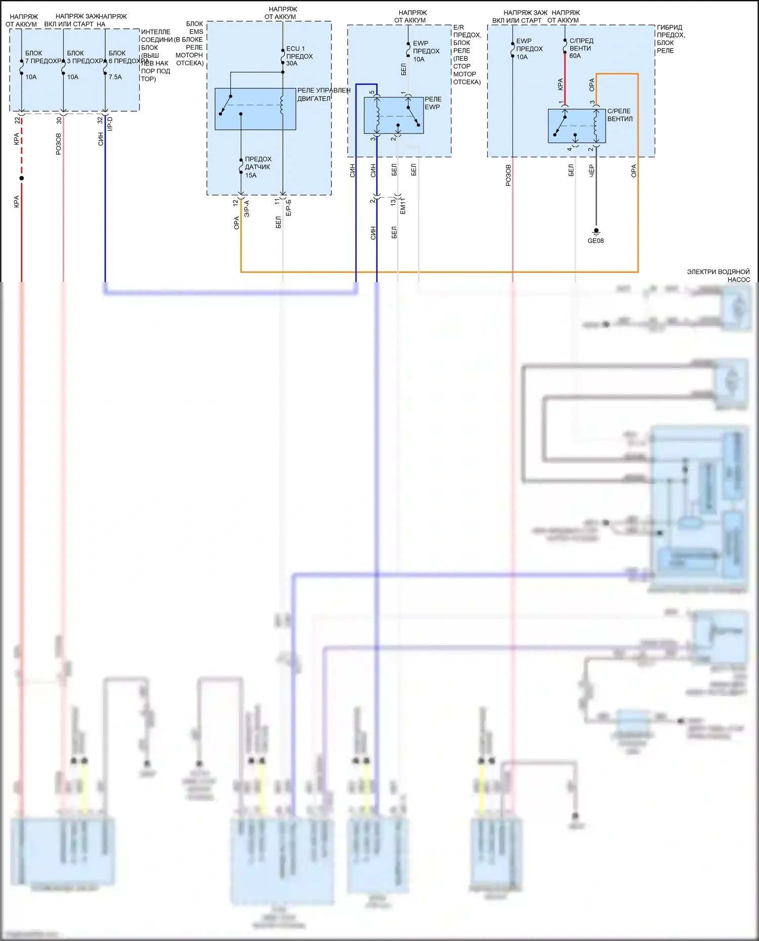 Optima Kia III рестайлинг (2013-2015): 2,4л, электросхема вентилятора охлаждения, гибрид 