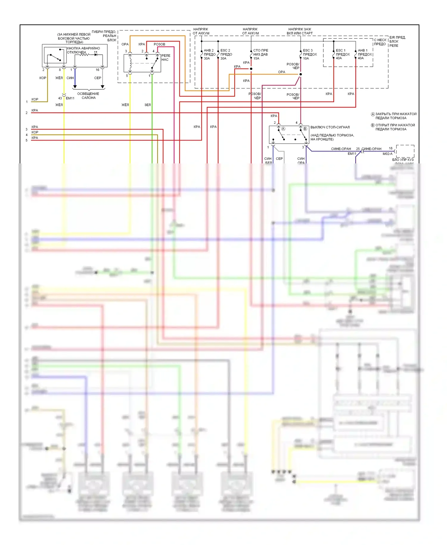 Optima Kia III (2010-2013): Антиблокировочная система abs электросхема соединений, гибридная (2 из 2) 