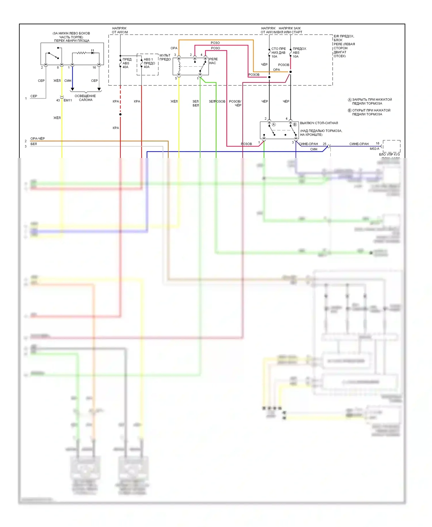 Optima Kia III (2010-2013): Антиблокировочная система abs электросхема, за исключением гибридной (2 из 2) 