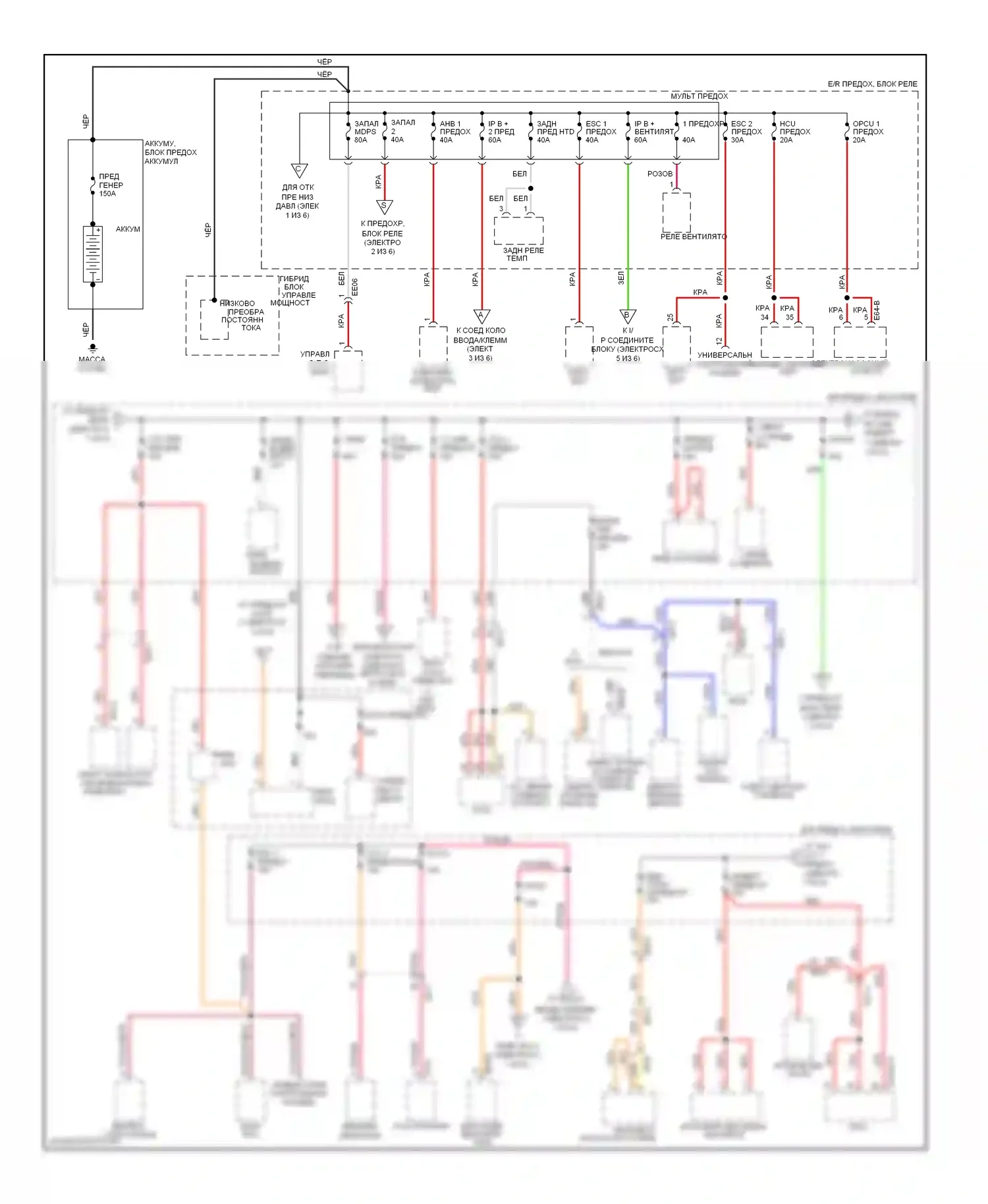 Optima Kia III (2010-2013): Электросхема блока предохранителей реле, гибридного (1 из 6) 
