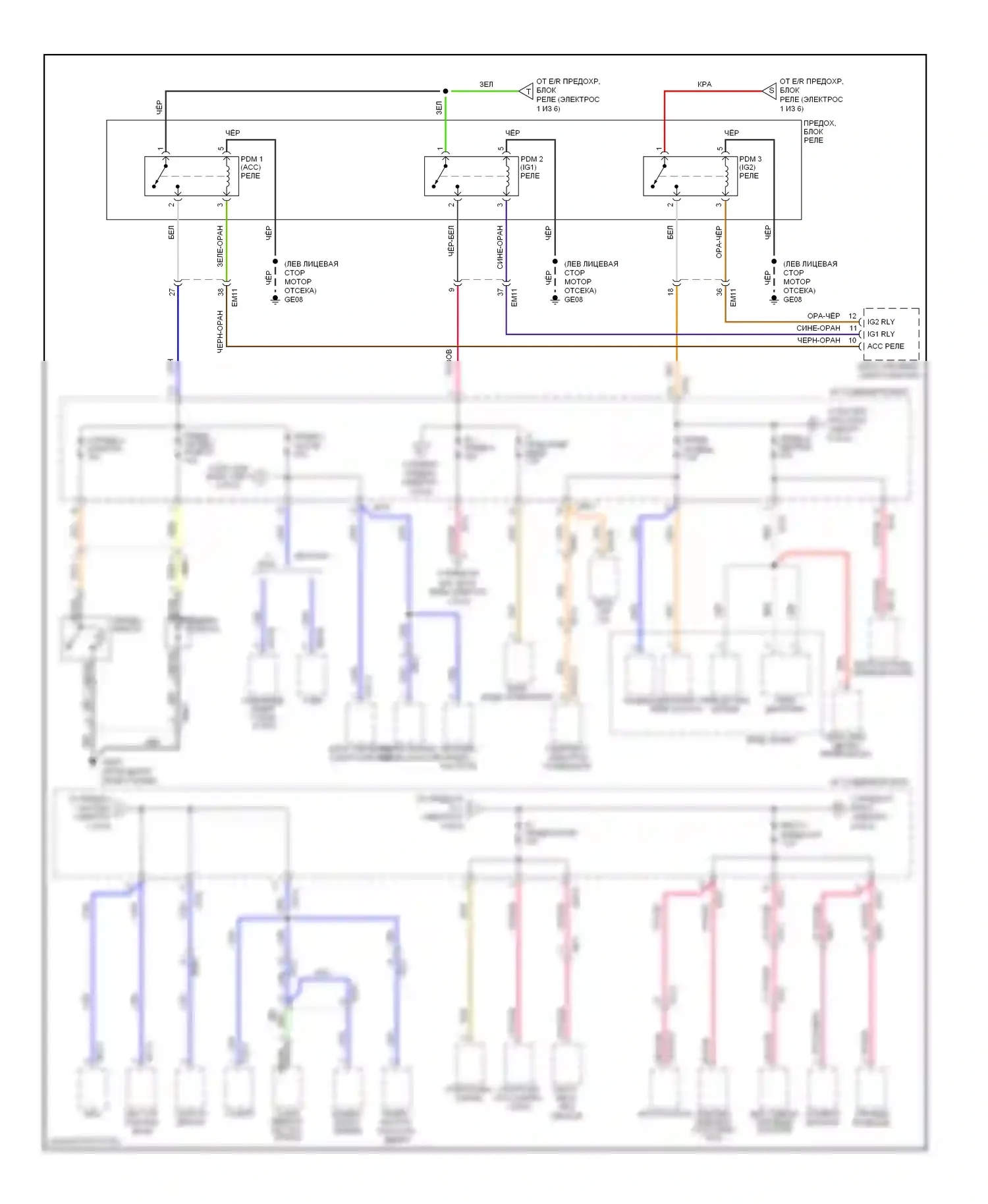 Optima Kia III (2010-2013): Электросхема блока предохранителей реле, гибридного (2 из 6) 