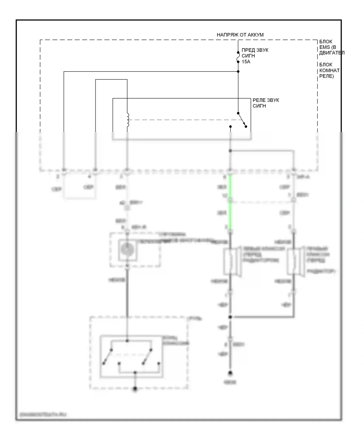 Optima Kia III (2010-2013): Электросхема клаксона, гибридная 