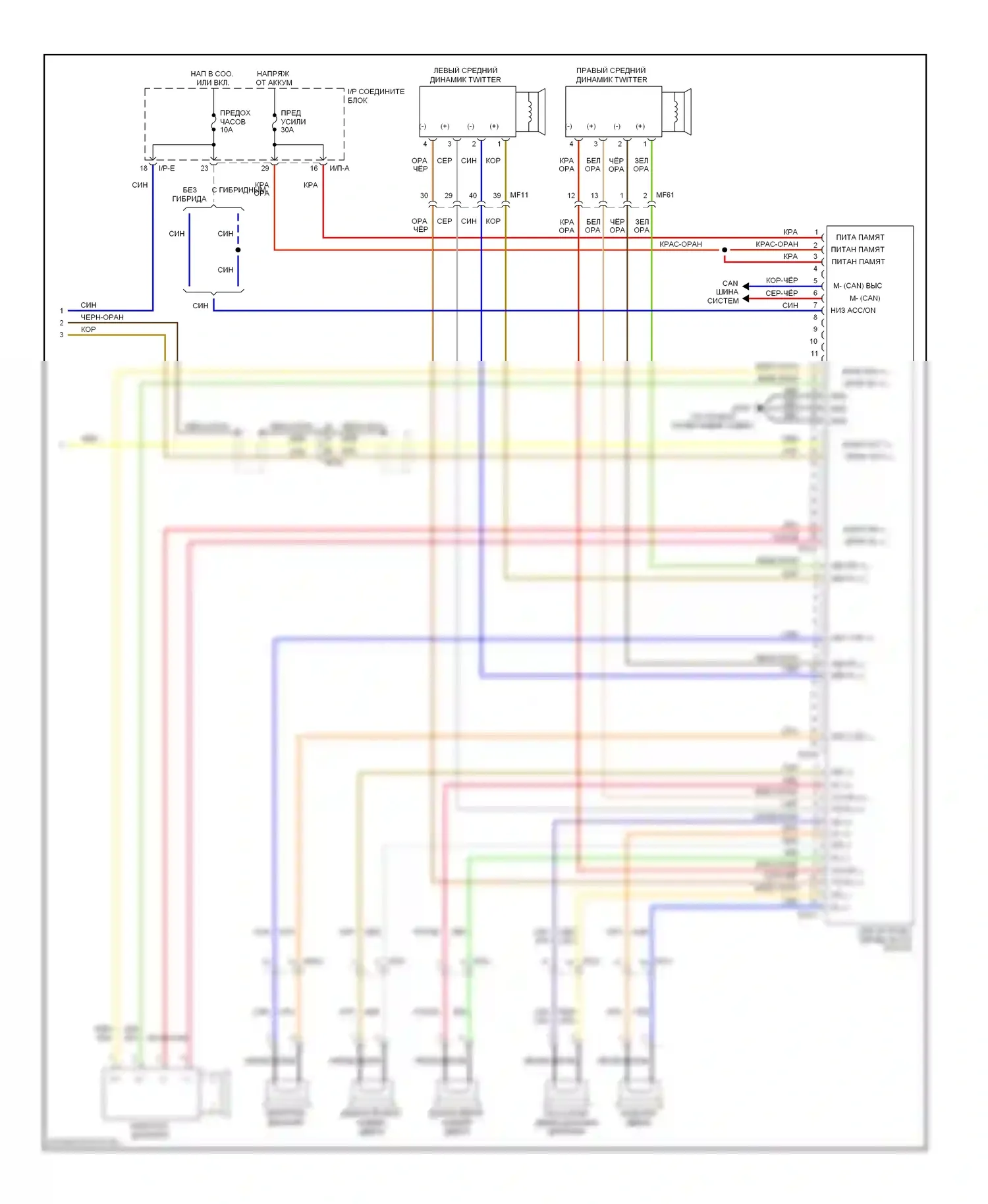 Optima Kia III (2010-2013): Бристольная аудиосхема, без навигации, с усилителем (2 из 2) 