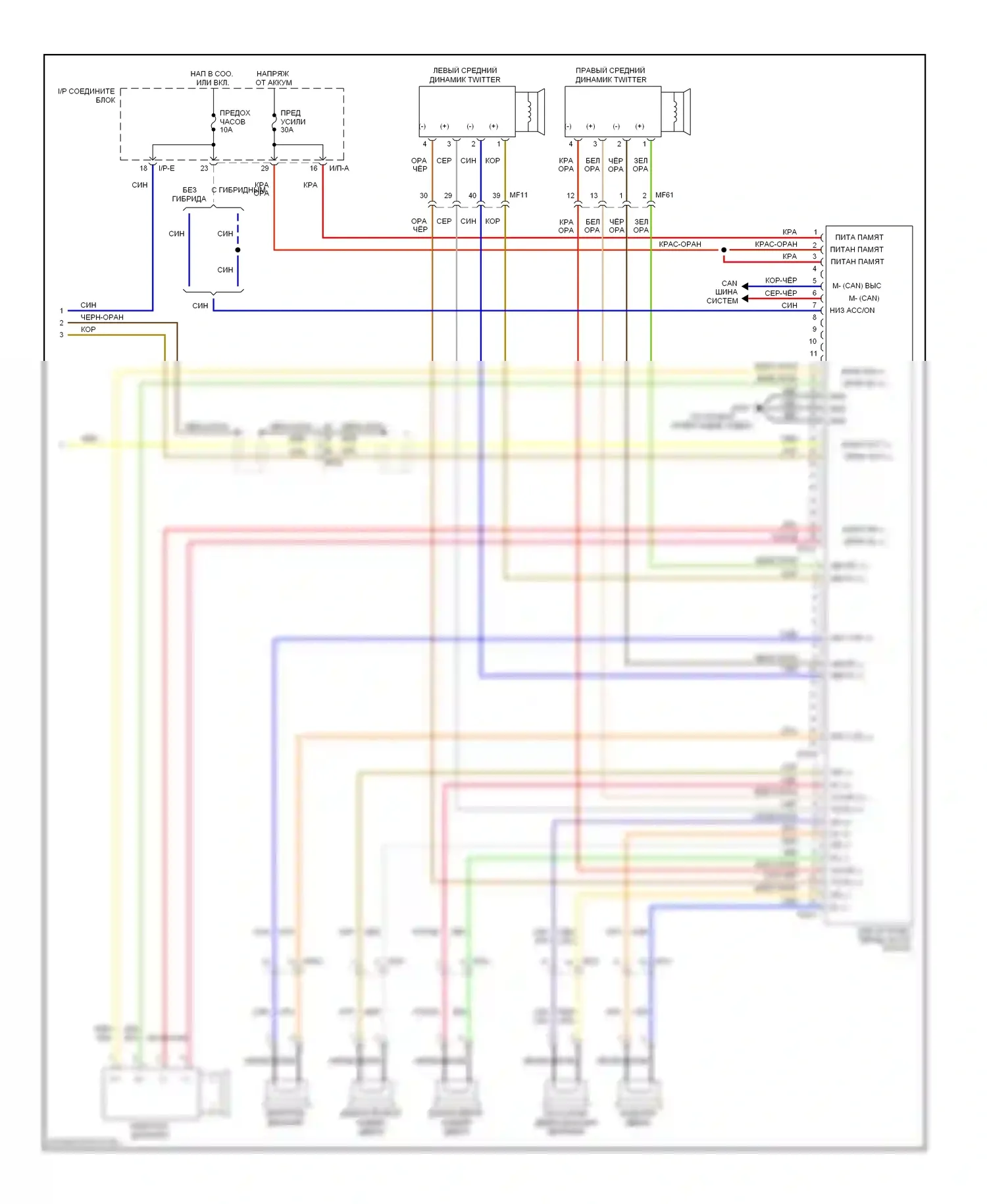 Optima Kia III (2010-2013): Стандартная аудиосхема, без навигации, с усилителем (2 из 2) 