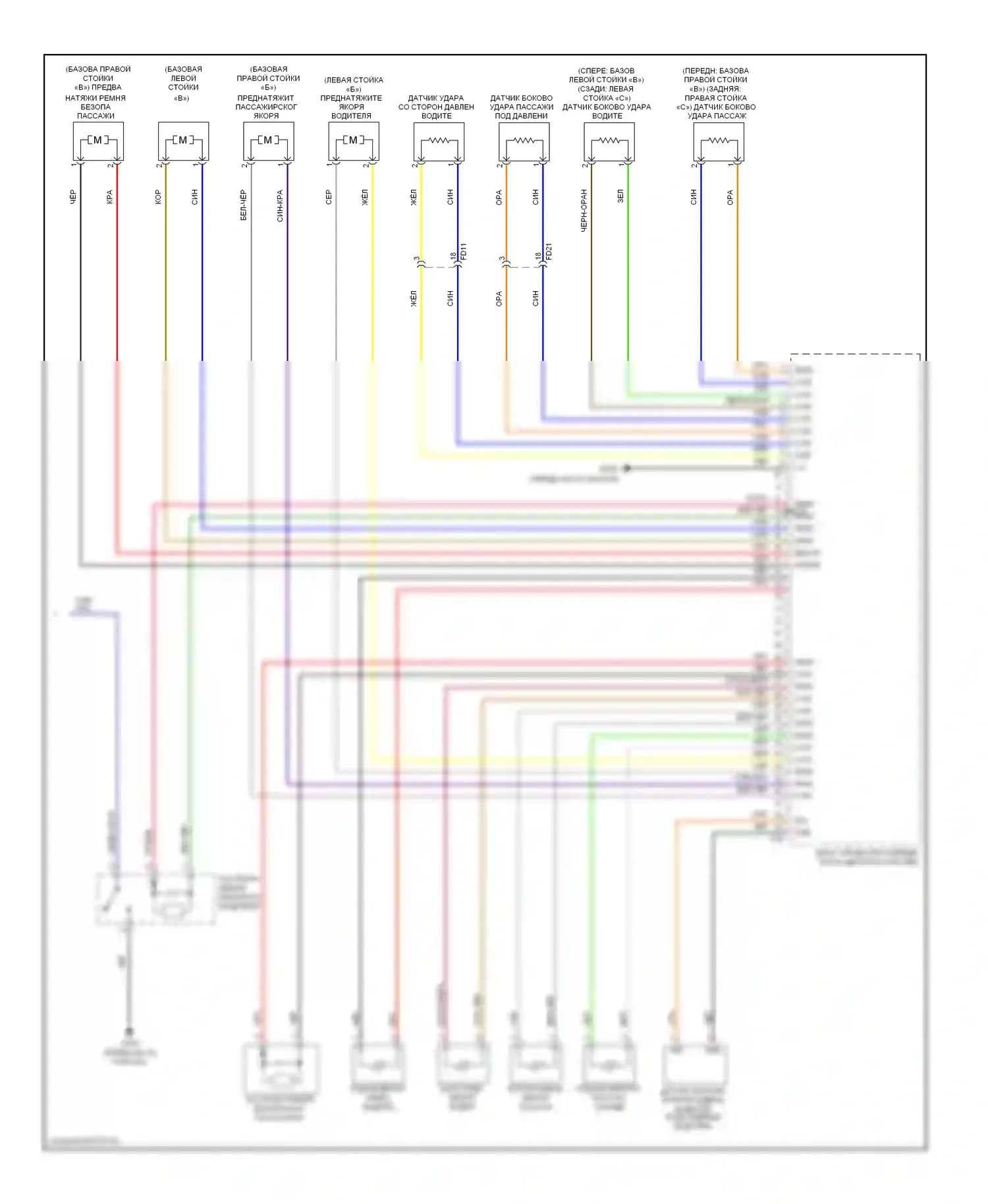 Optima Kia III (2010-2013): Электросхема подушек безопасности (2 из 2) 