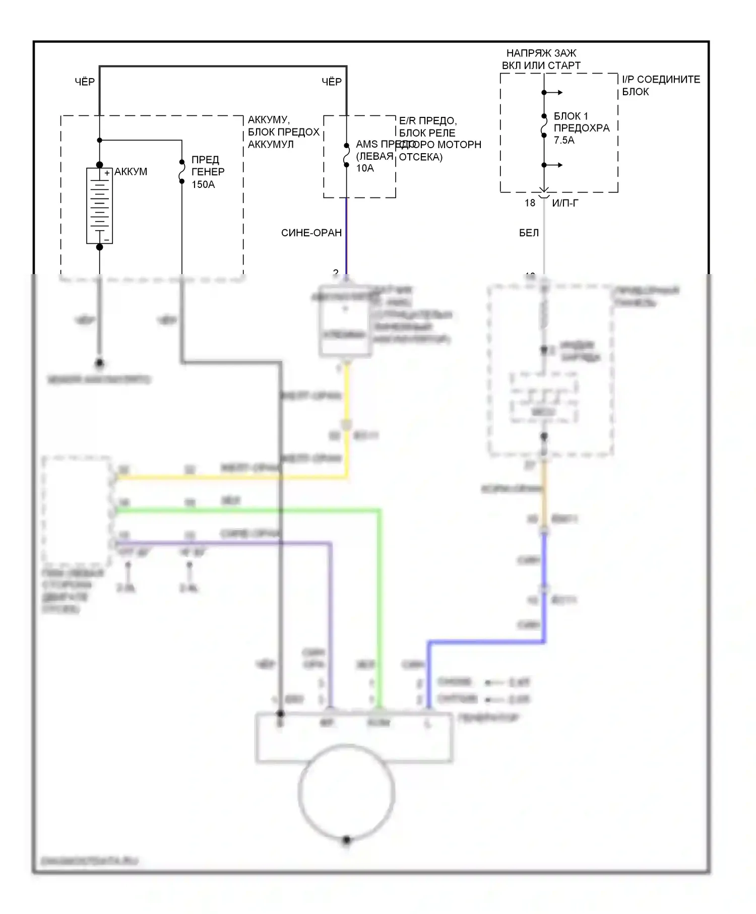 Optima Kia III (2010-2013): Электросхема генератора, кроме гибридного 
