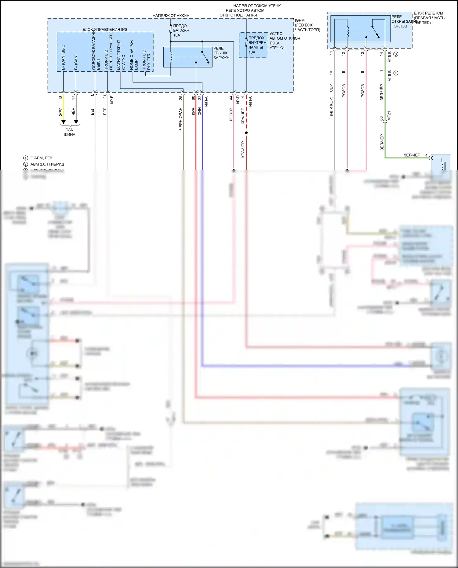 Optima Kia IV рестайлинг (2018-2020): Электросхема открытия багажника и лючка топливного бака, гибрид 