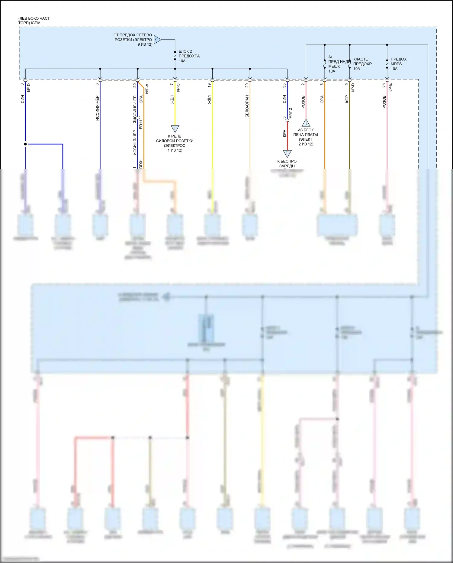 Optima Kia IV рестайлинг (2018-2020): 2.0л гибрид, электросхема блока релейных предохранителей (10 из 12) 