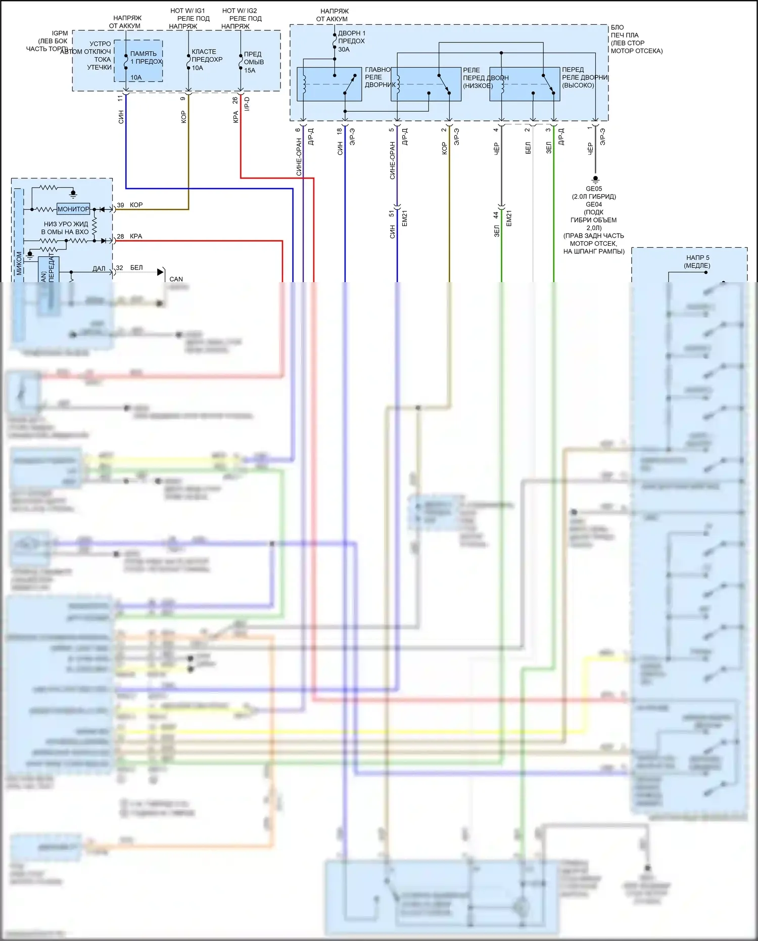 Optima Kia IV рестайлинг (2018-2020): Дворники и омыватели электросхема, гибридная 