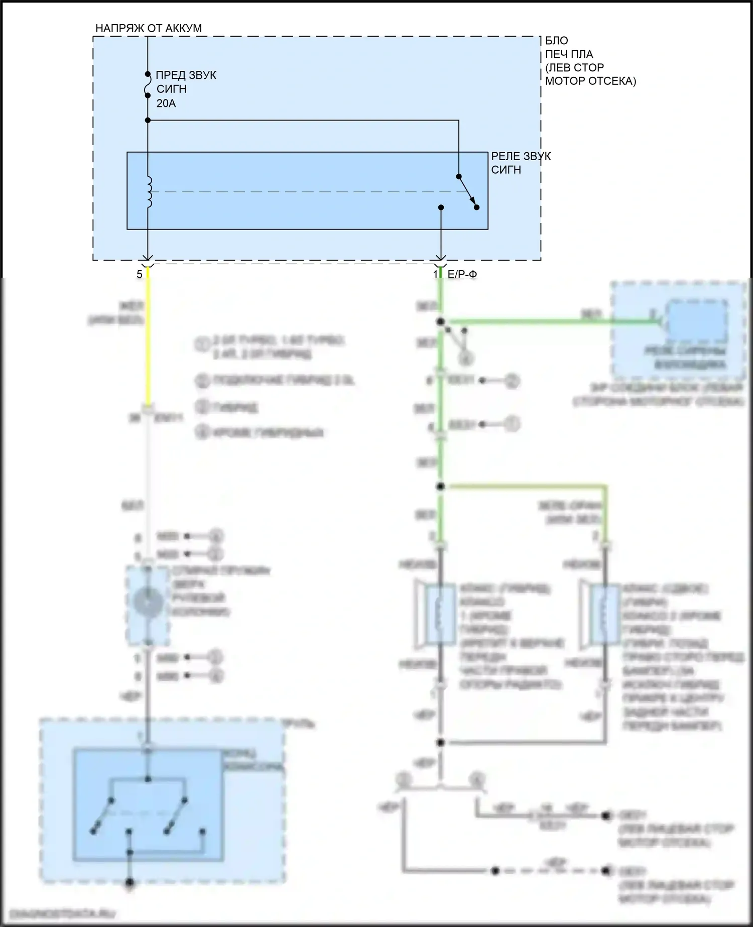 Optima Kia IV рестайлинг (2018-2020): Электросхема клаксона 