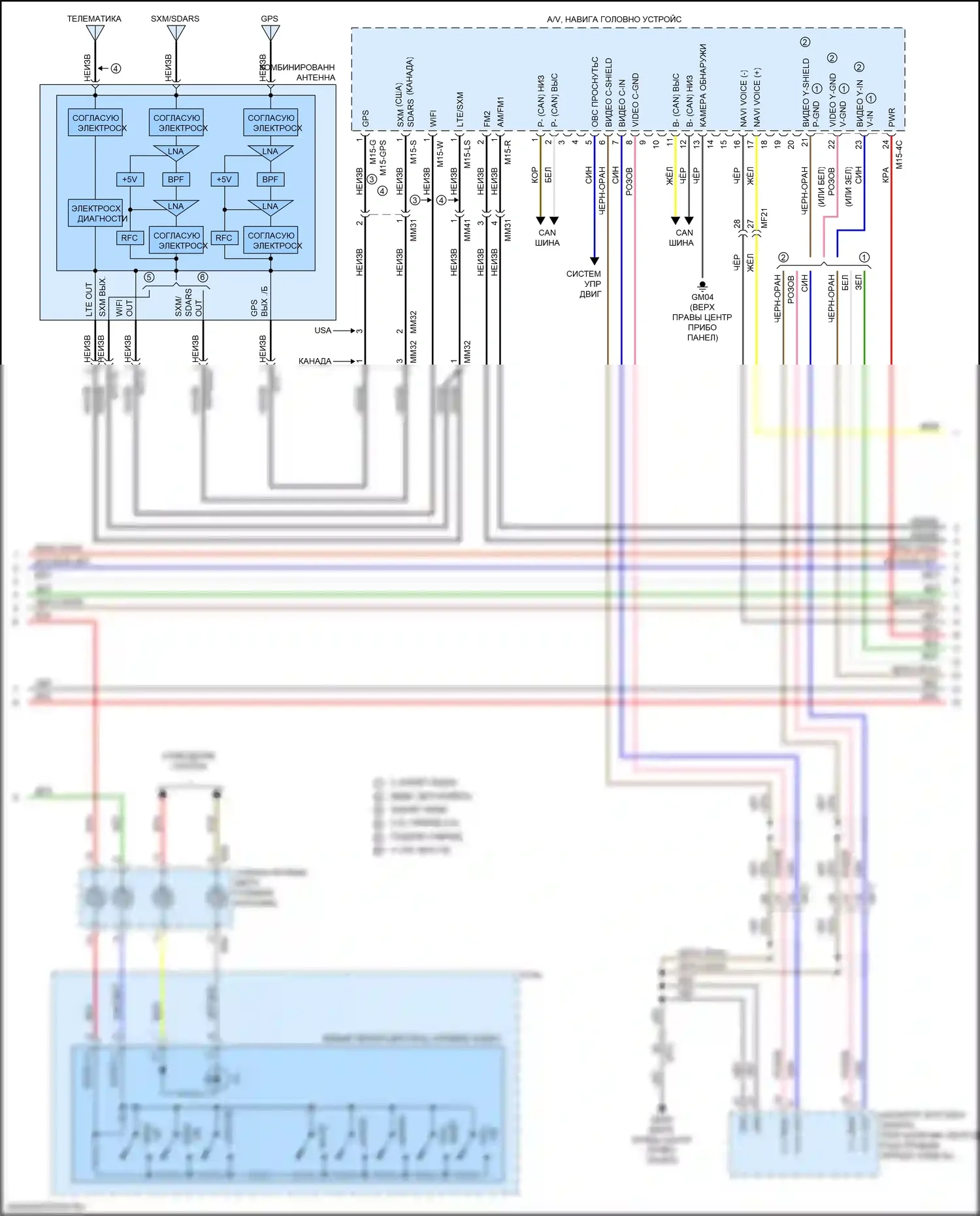 Optima Kia IV рестайлинг (2018-2020): Электросхема магнитолы, гибрид и подключаемый гибрид с навигацией (2 из 4) 