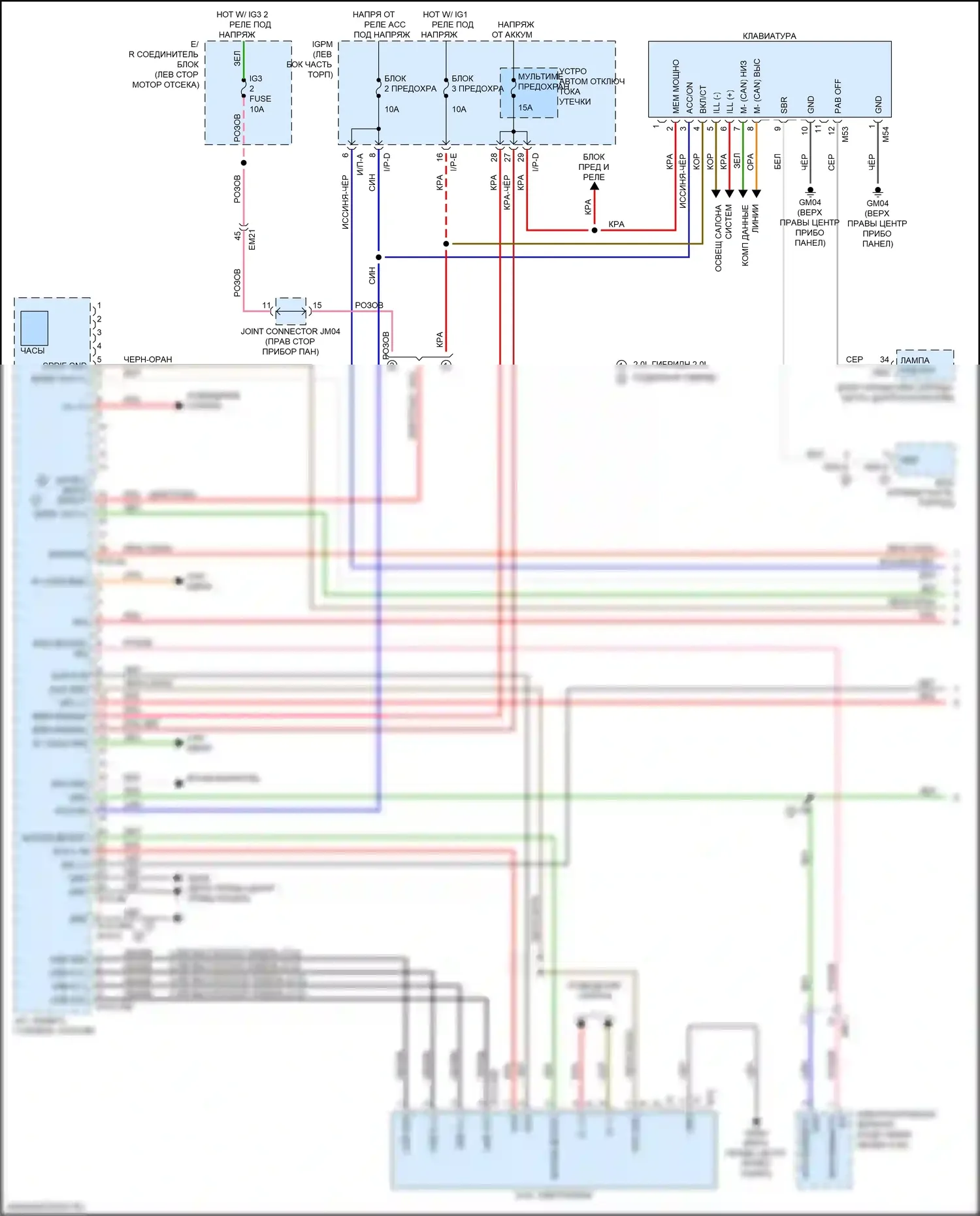 Optima Kia IV рестайлинг (2018-2020): Электросхема магнитолы, гибридная и подключаемая гибридная с навигацией (1 из 4) 