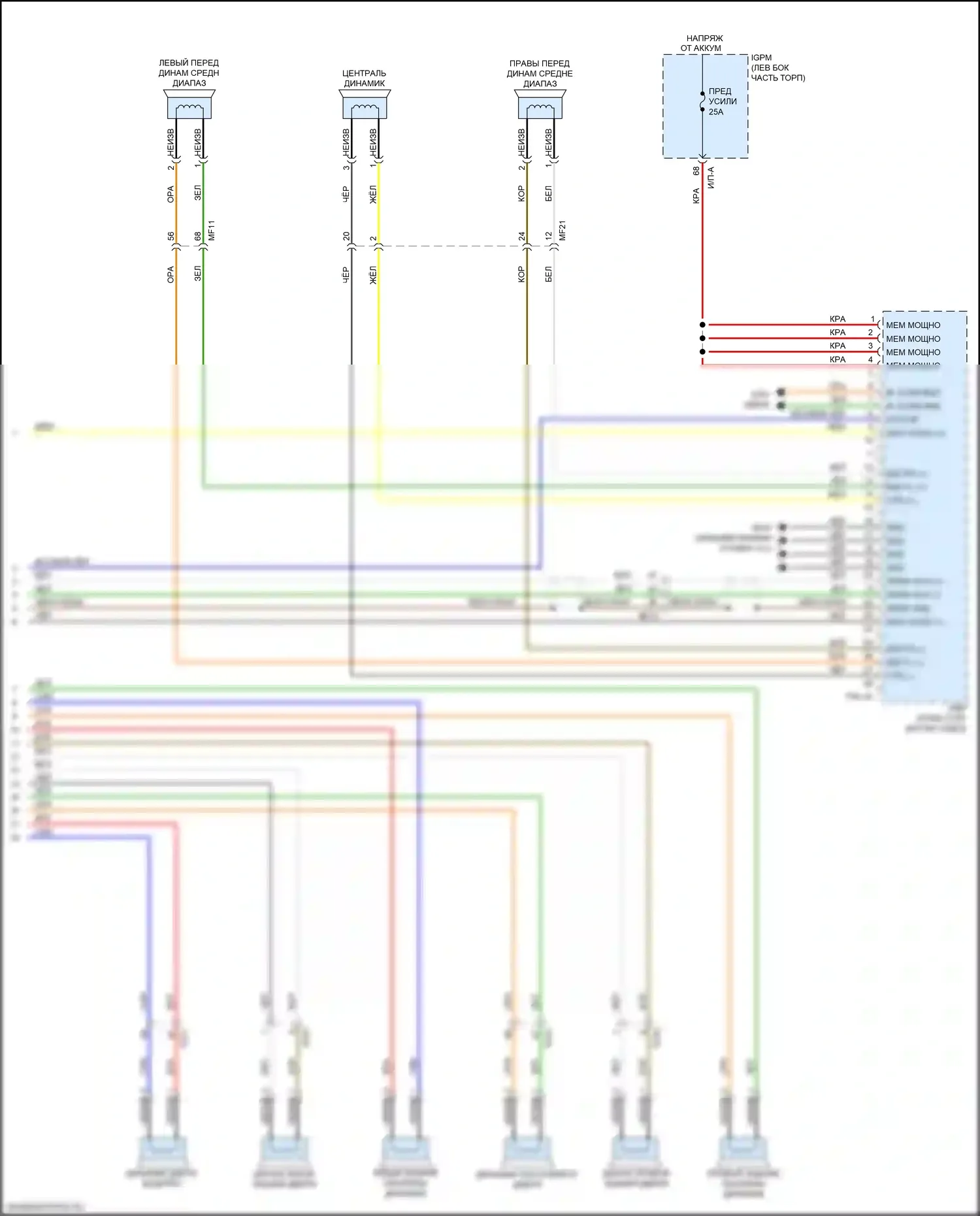 Optima Kia IV рестайлинг (2018-2020): Электросхема магнитолы, гибридная и подключаемая гибридная с навигацией (4 из 4) 