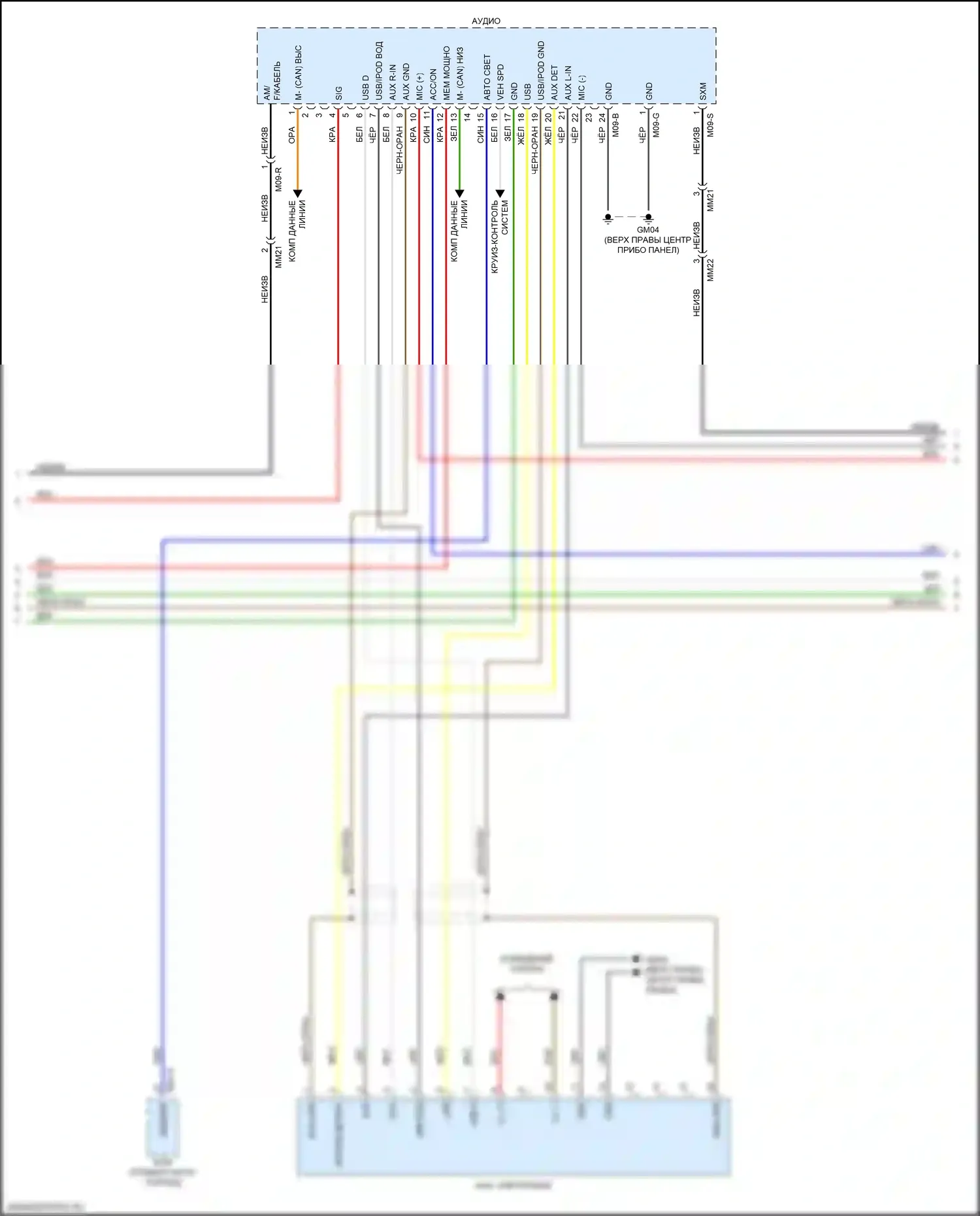 Optima Kia IV рестайлинг (2018-2020): Электросхема магнитолы, подключаемый гибрид без навигации и uvo, с усилителем (2 из 4) 