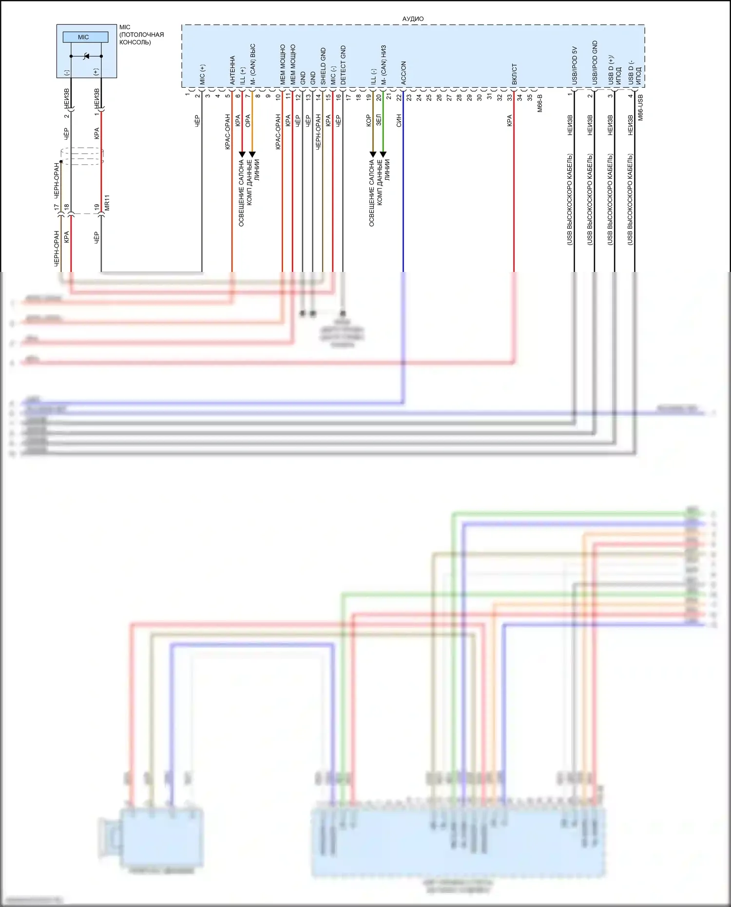 Optima Kia IV рестайлинг (2018-2020): Электросхема магнитолы, подключаемый гибрид без навигации, с uvo и усилителем (3 из 4) 