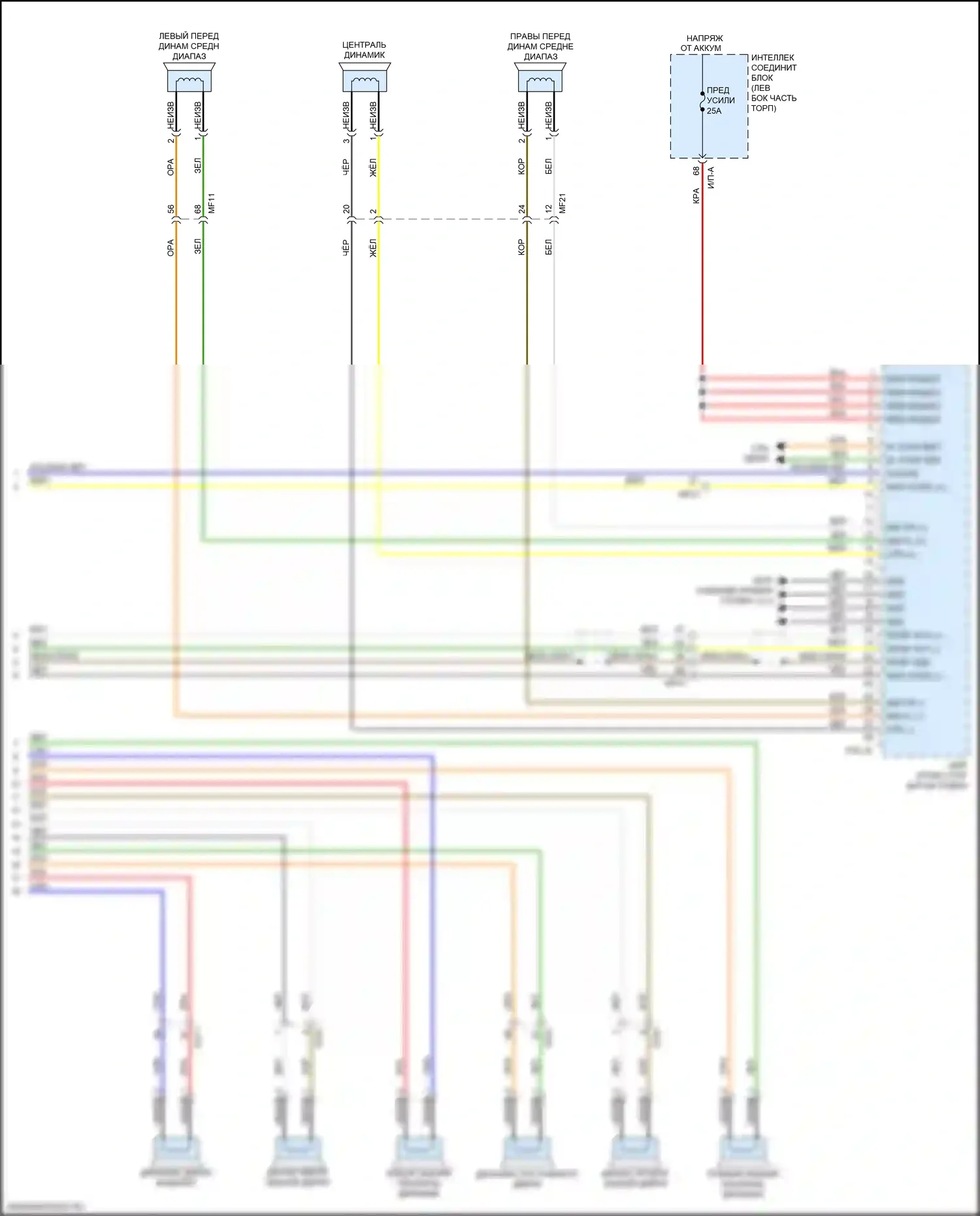 Optima Kia IV рестайлинг (2018-2020): Электросхема магнитолы, за исключением гибридной и подключаемой гибридной версии 1.0 с навигацией и усилителем (4 из 4) 