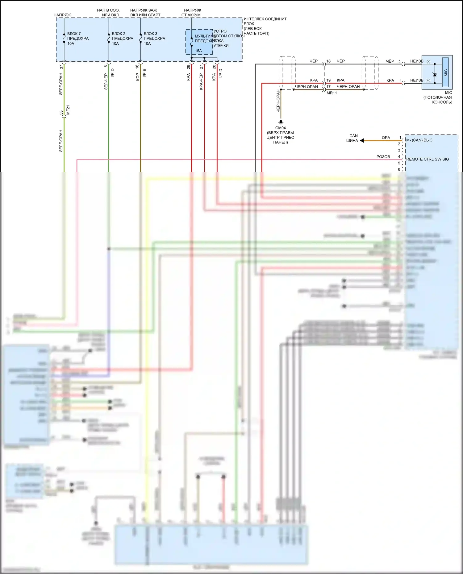 Optima Kia IV рестайлинг (2018-2020): Электросхема магнитолы, за исключением гибридной и подключаемой гибридной версии 4.0 с навигацией, без усилителя (3 из 3) 