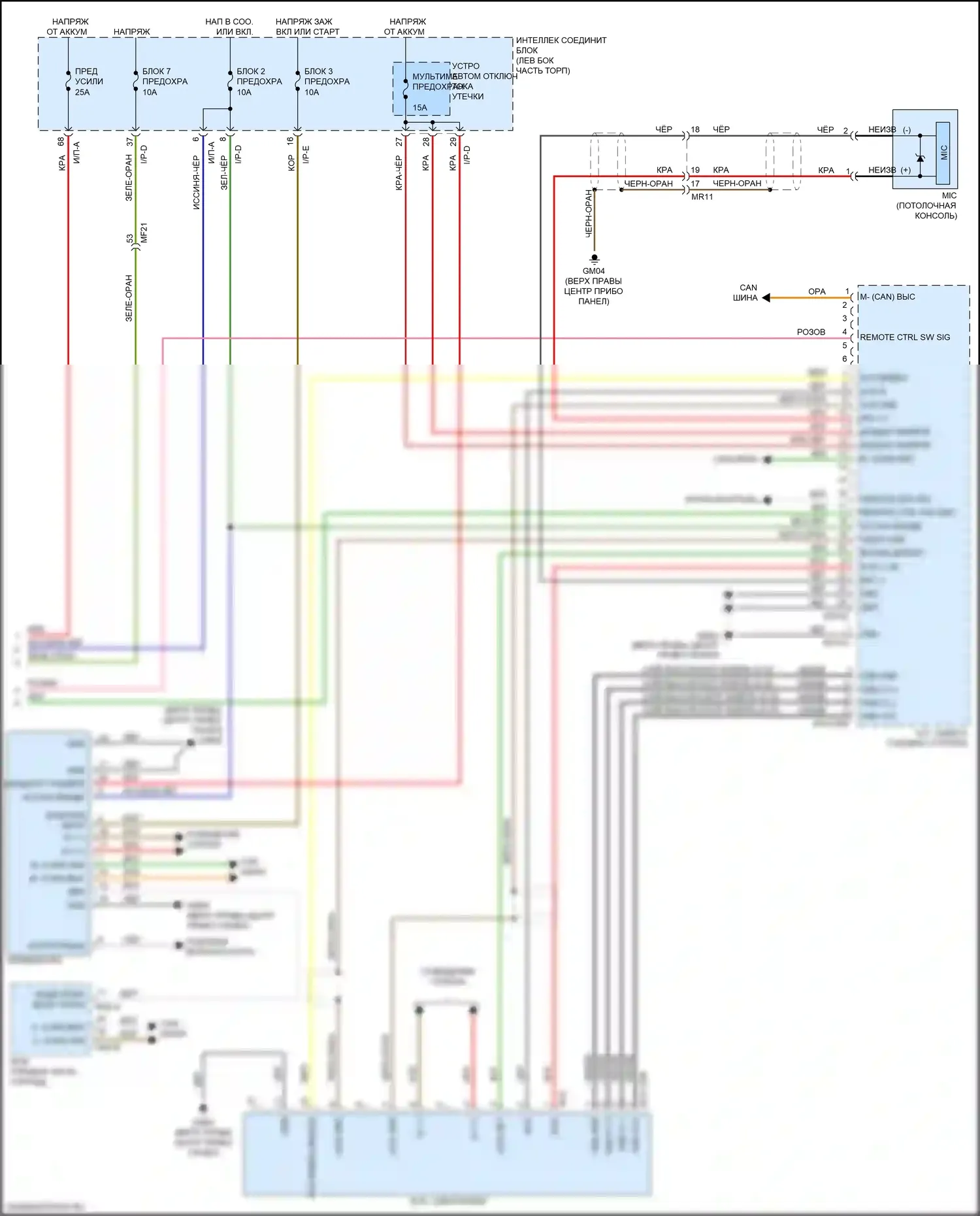 Optima Kia IV рестайлинг (2018-2020): Электросхема магнитолы, за исключением гибридной и подключаемой гибридной версии 4.0 с навигацией и усилителем (4 из 4) 