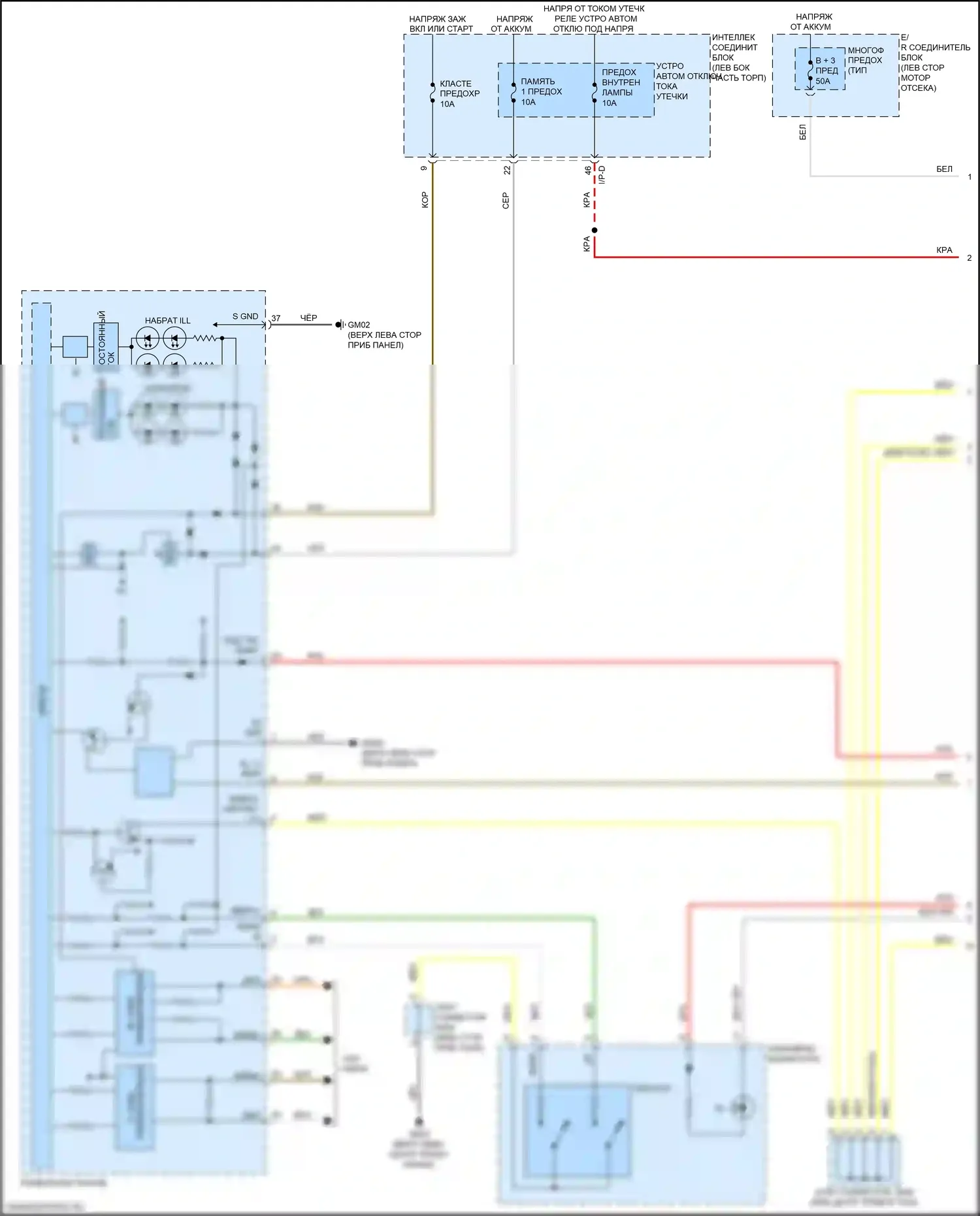 Optima Kia IV рестайлинг (2018-2020): Электросхема подсветки приборов, кроме гибридной (1 из 3) 