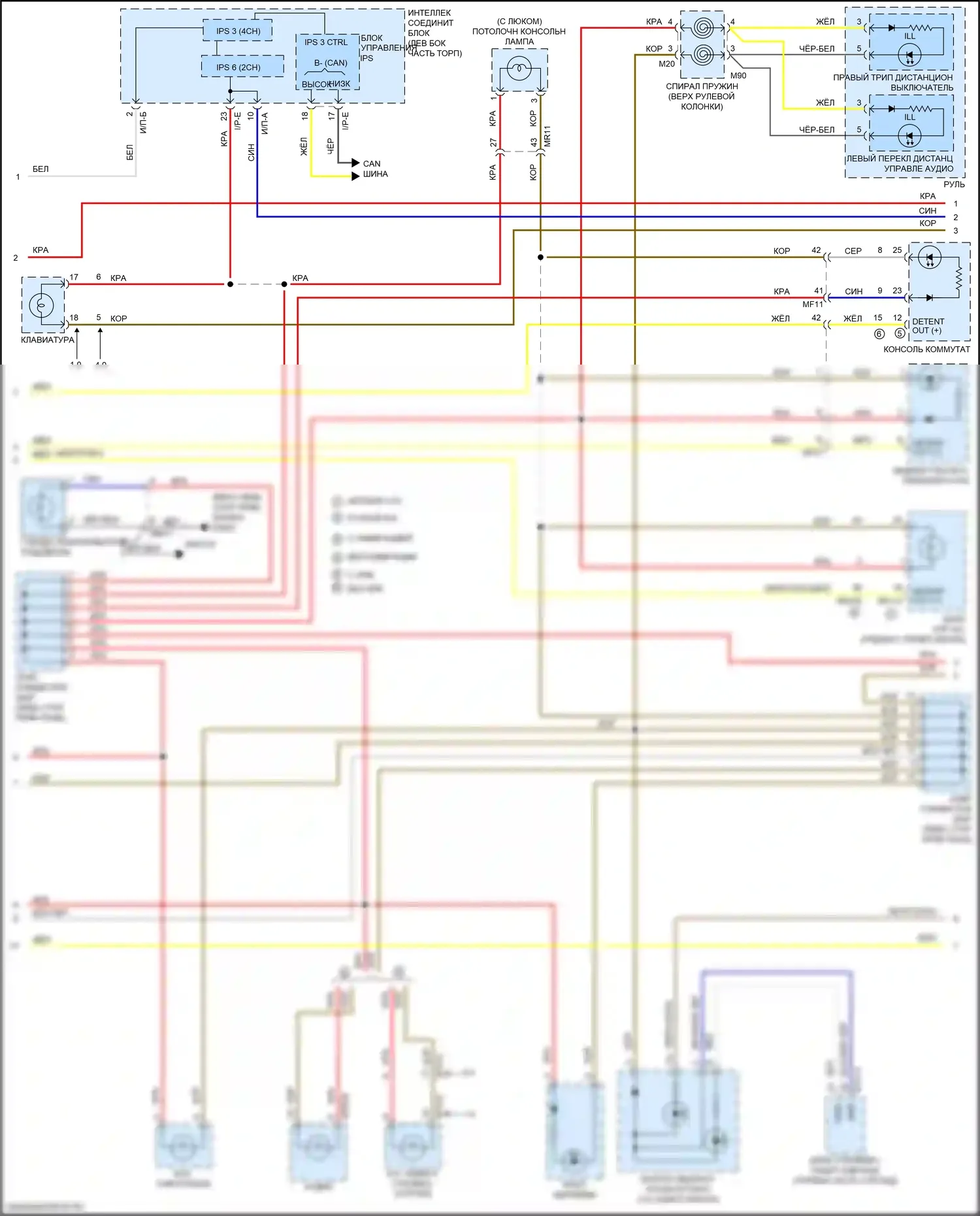 Optima Kia IV рестайлинг (2018-2020): Электросхема подсветки приборов, кроме гибридной (2 из 3) 