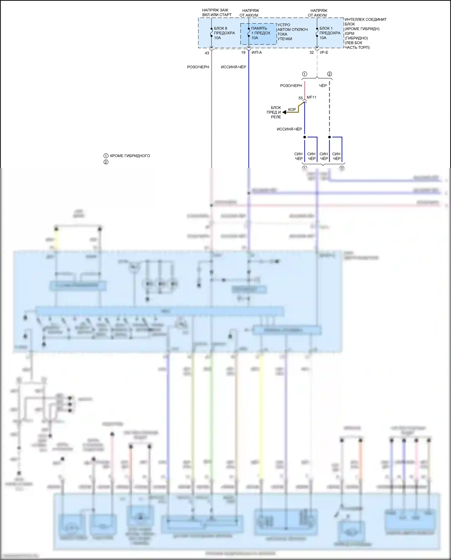Optima Kia IV рестайлинг (2018-2020): Электросхема памяти зеркал (1 из 2) 