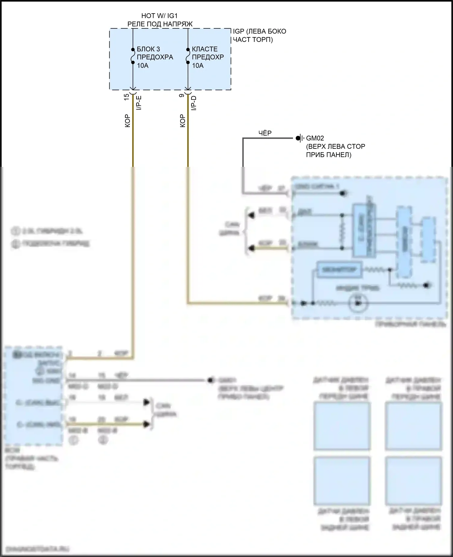 Optima Kia IV рестайлинг (2018-2020): Электросхема контроля давления в шинах, гибрид 