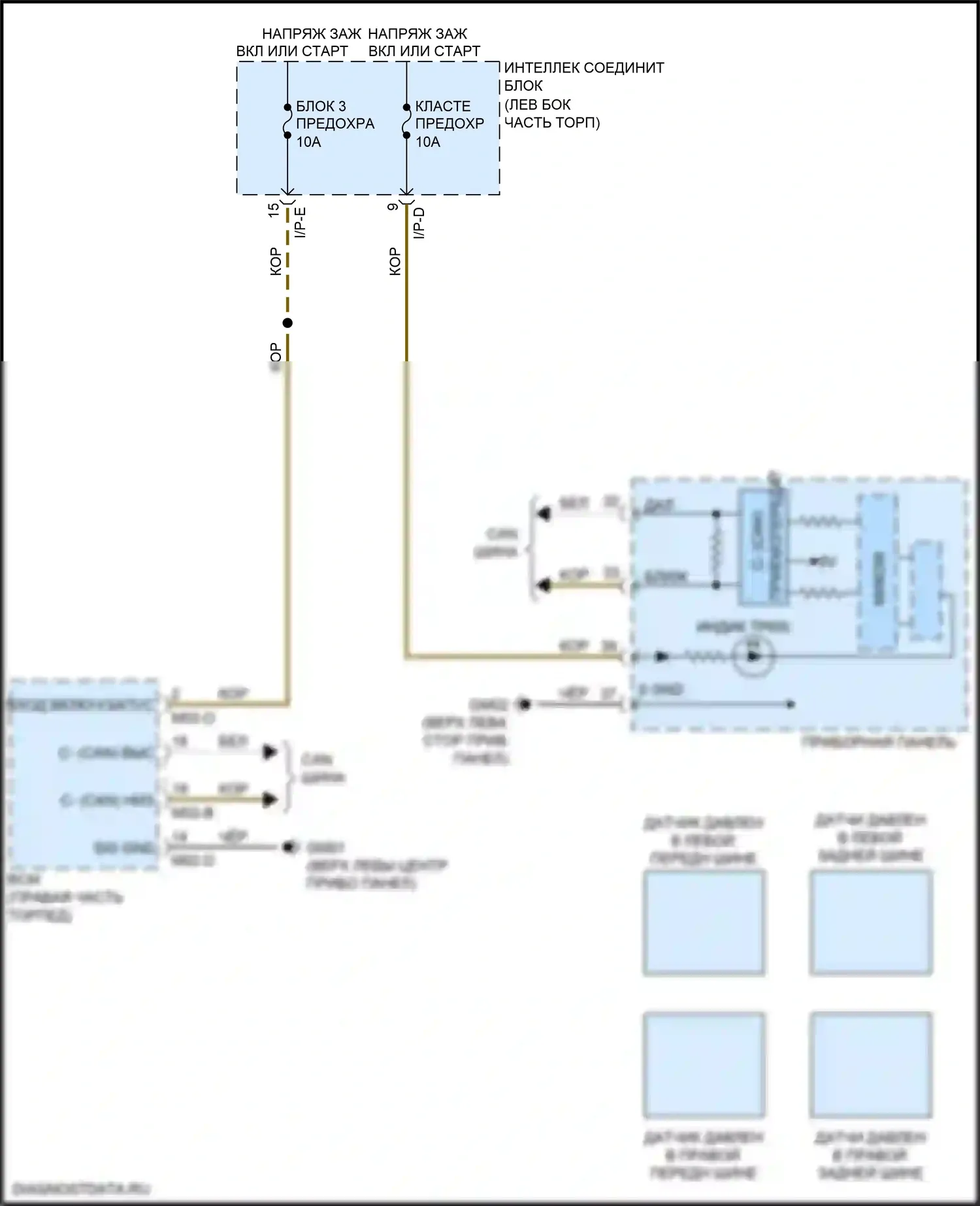 Optima Kia IV рестайлинг (2018-2020): Электросхема контроля давления в шинах, кроме гибридной 