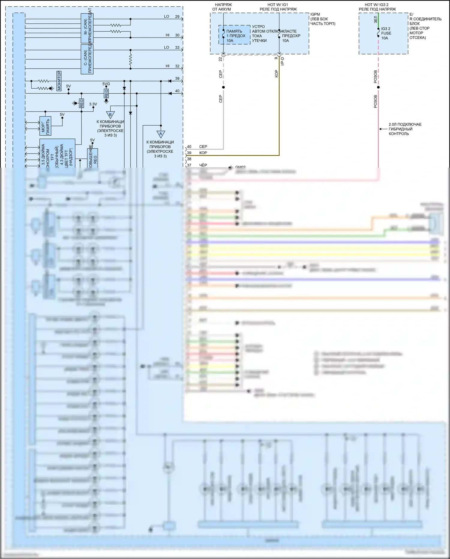 Optima Kia IV рестайлинг (2018-2020): Электросхема приборной панели, гибридная (1 из 3) 