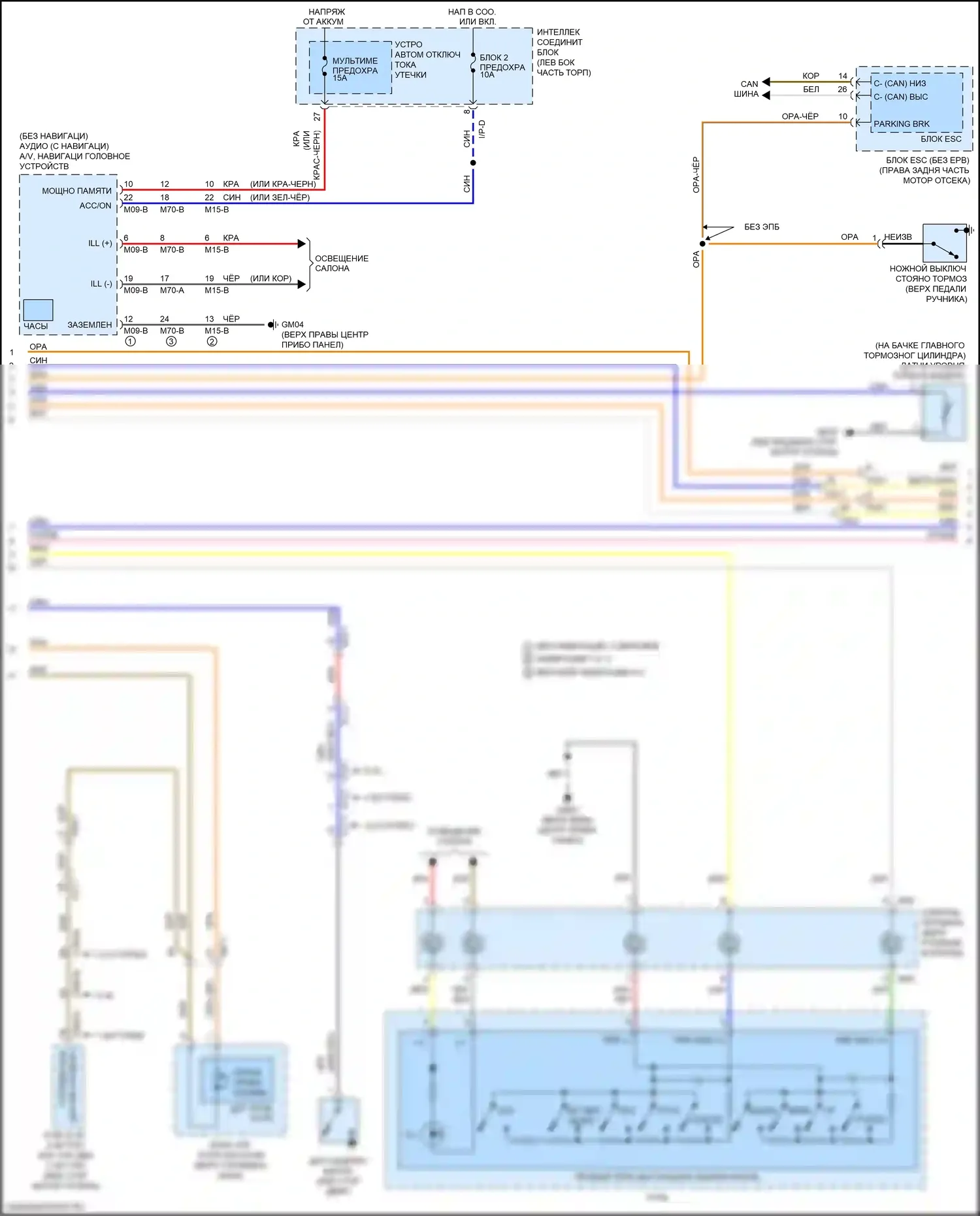 Optima Kia IV рестайлинг (2018-2020): Электросхема приборной панели, кроме гибридной (2 из 3) 