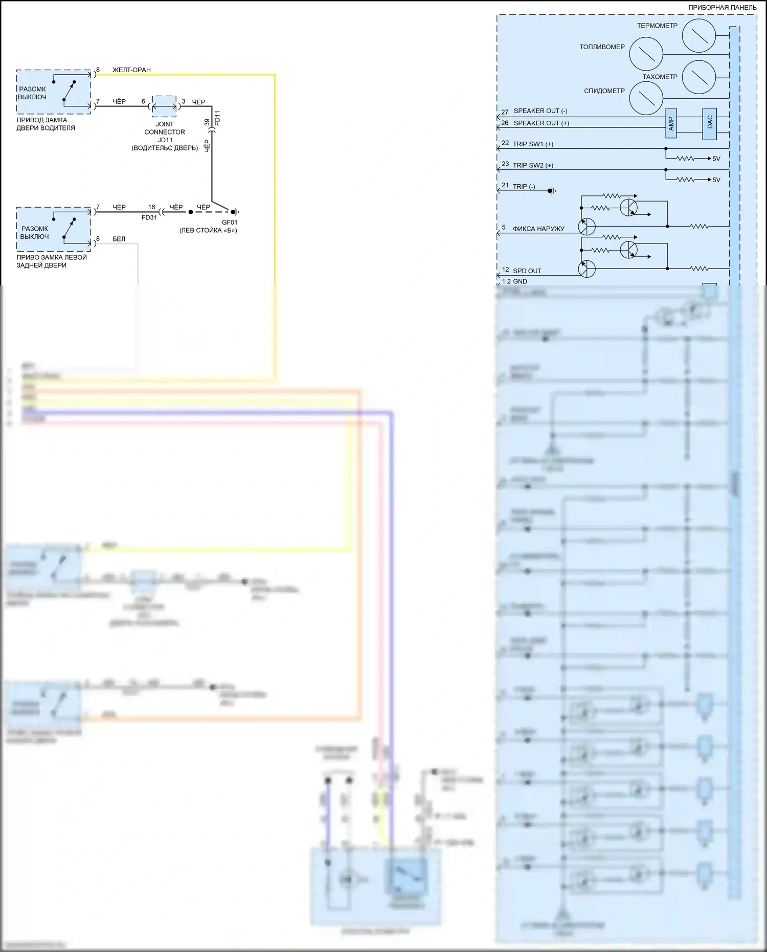Optima Kia IV рестайлинг (2018-2020): Электросхема приборной панели, кроме гибридной (3 из 3) 