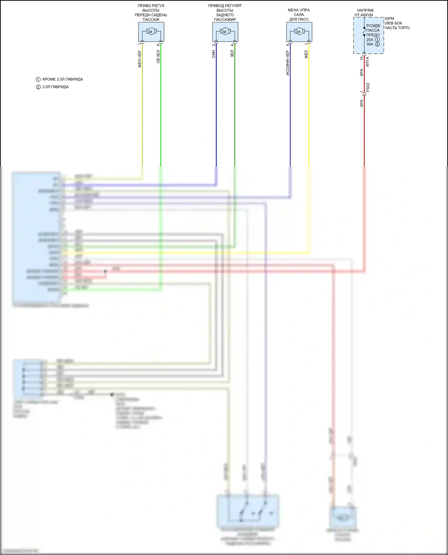 Optima Kia IV рестайлинг (2018-2020): Электросхема сиденья с электроприводом для пассажиров, 8-ходовая 