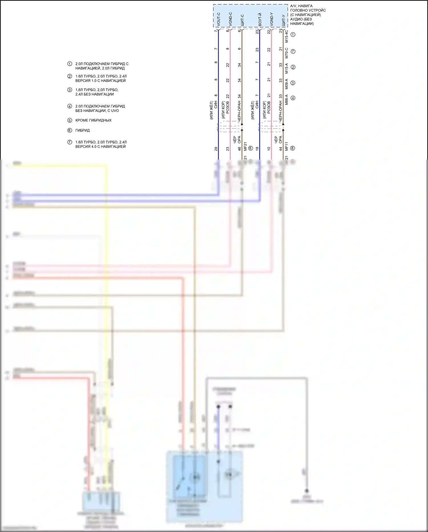 Optima Kia IV рестайлинг (2018-2020): Электросхема монитора кругового обзора (2 из 2) 
