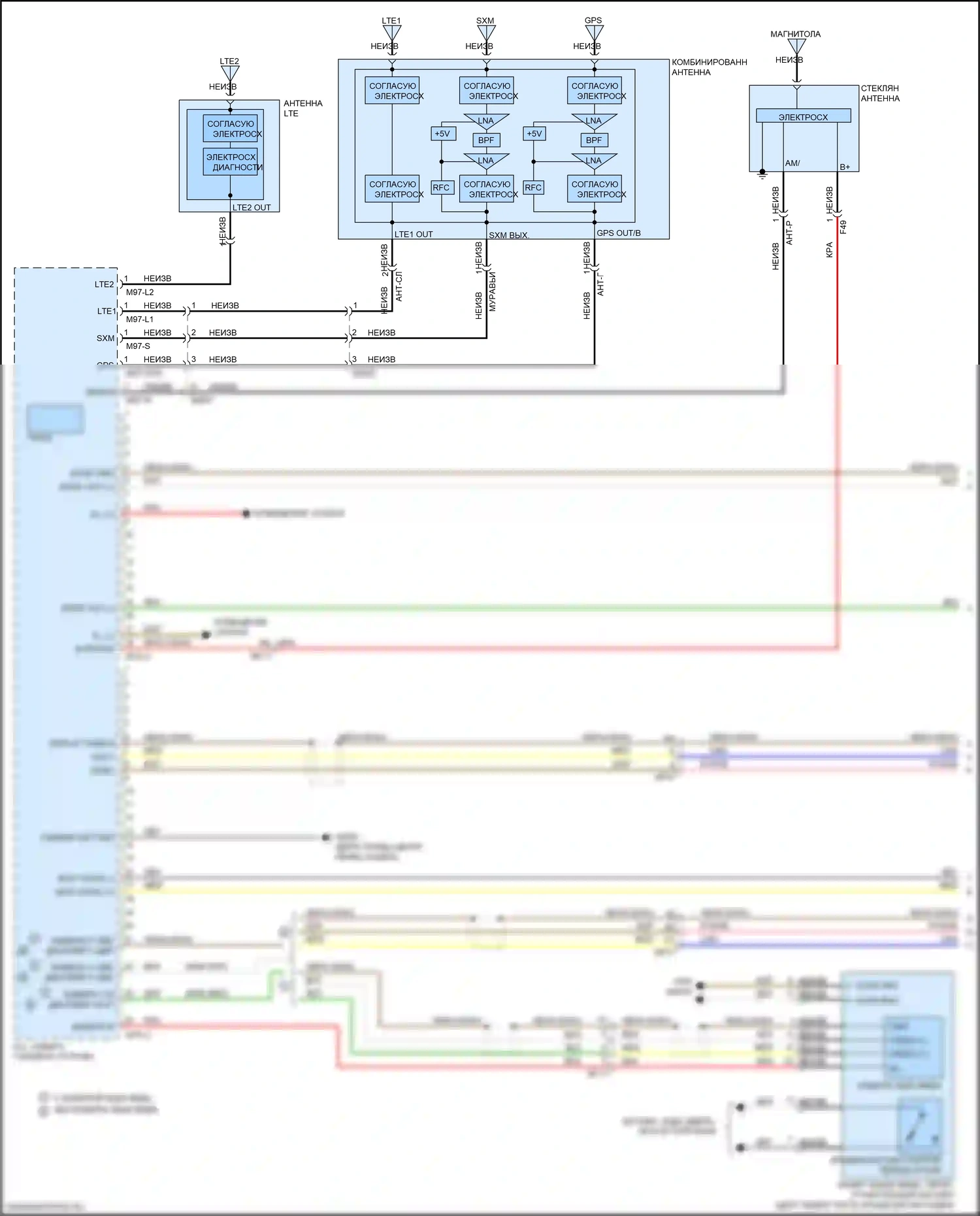 Optima Kia IV рестайлинг (2018-2020): Электросхема навигации, за исключением гибридной и подключаемой гибридной версии 4.0 с усилителем (1 из 4) 