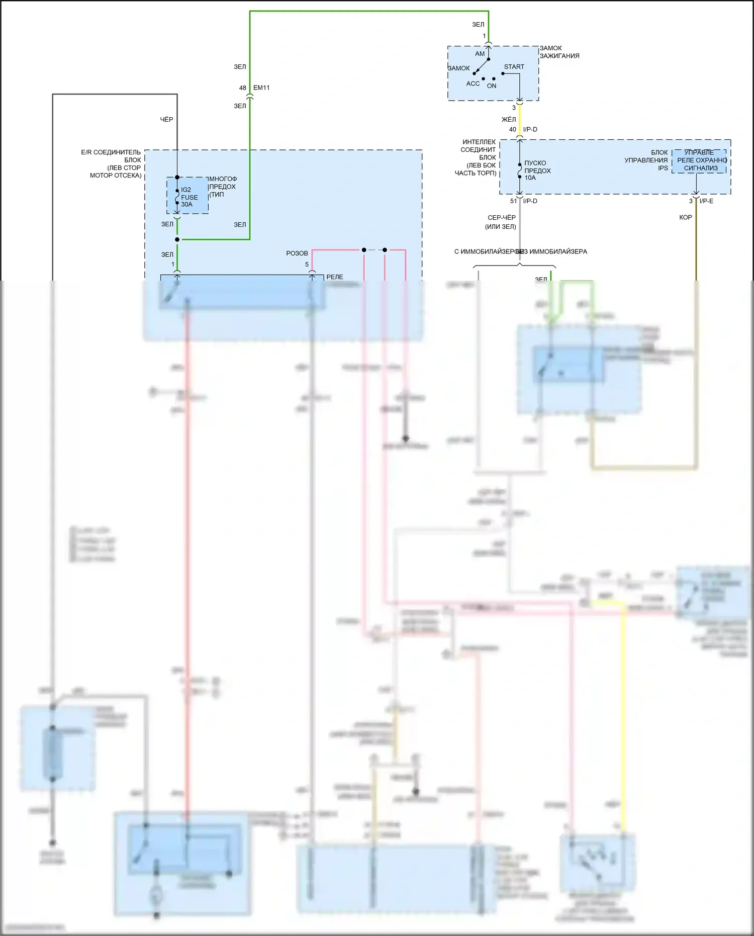 Optima Kia IV рестайлинг (2018-2020): Электросхема стартера, без смарт-ключа 