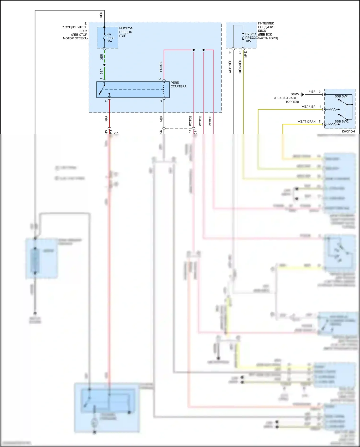 Optima Kia IV рестайлинг (2018-2020): Электросхема стартера, с интеллектуальным ключом 