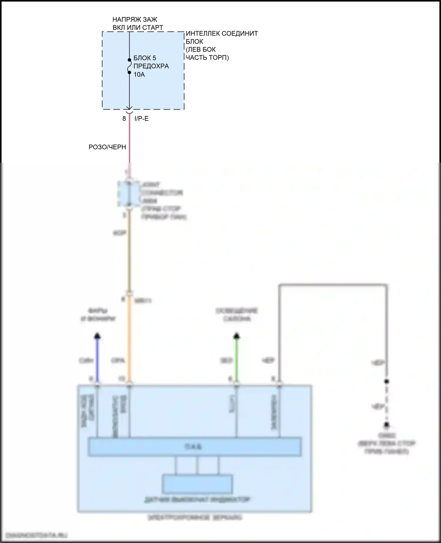 Optima Kia IV рестайлинг (2018-2020): Электросхема электрохромного зеркала, за исключением гибридного и подключаемого гибрида без mts 