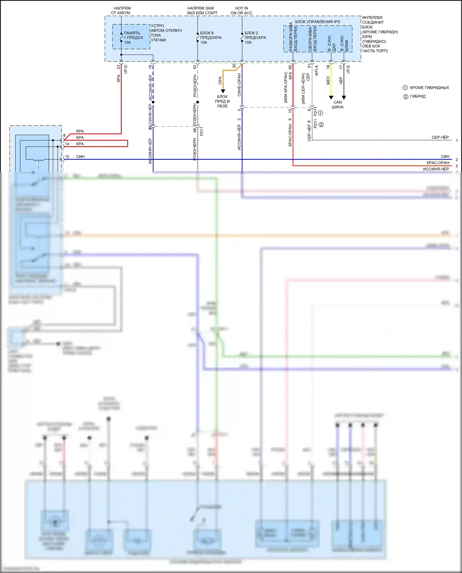 Optima Kia IV рестайлинг (2018-2020): Электросхема зеркала питания (1 из 2) 
