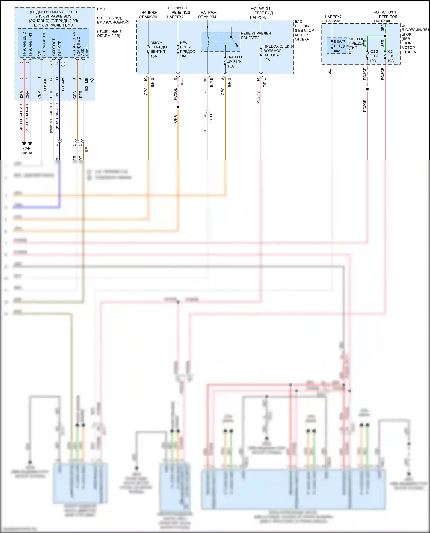 Optima Kia IV рестайлинг (2018-2020): Электросхема вентилятора охлаждения, гибридного (2 из 2) 