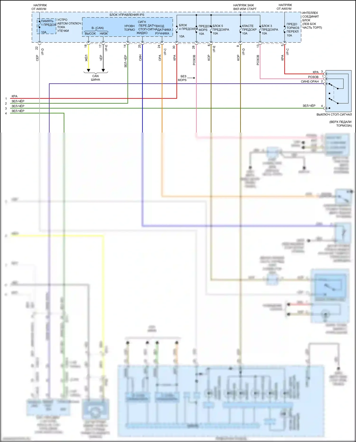 Optima Kia IV (2015-2018): Антиблокировочная система abs электросхема, за исключением гибридной с epb (2 из 2) 