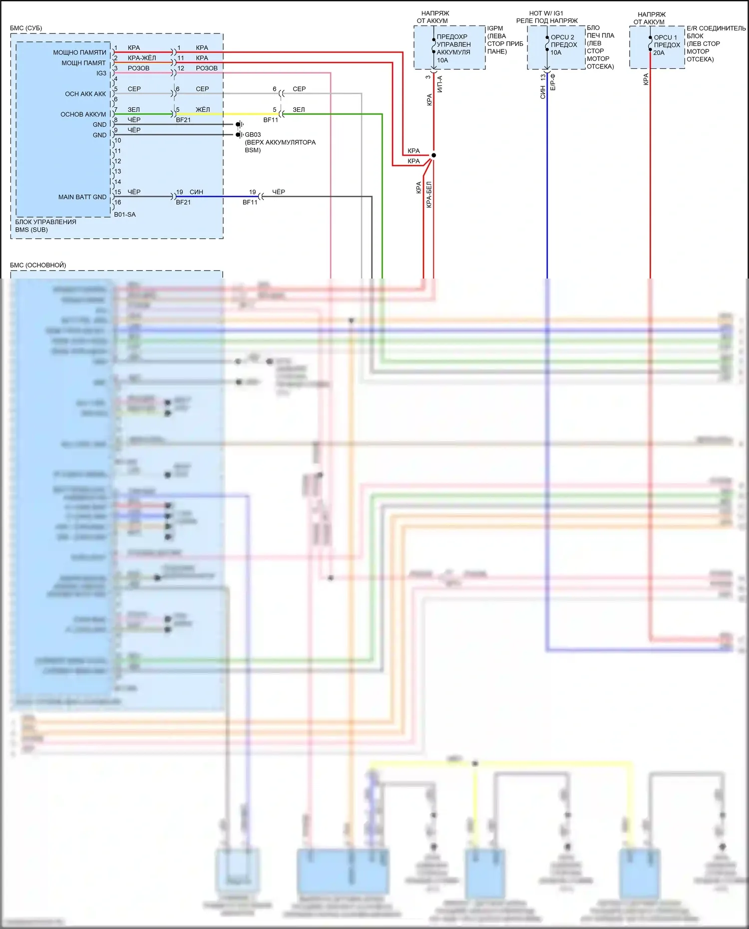 Optima Kia IV (2015-2018): Электросхема двигателя 2.0л подключаемый гибрид, электросхема гибридного управления (2 из 8) 