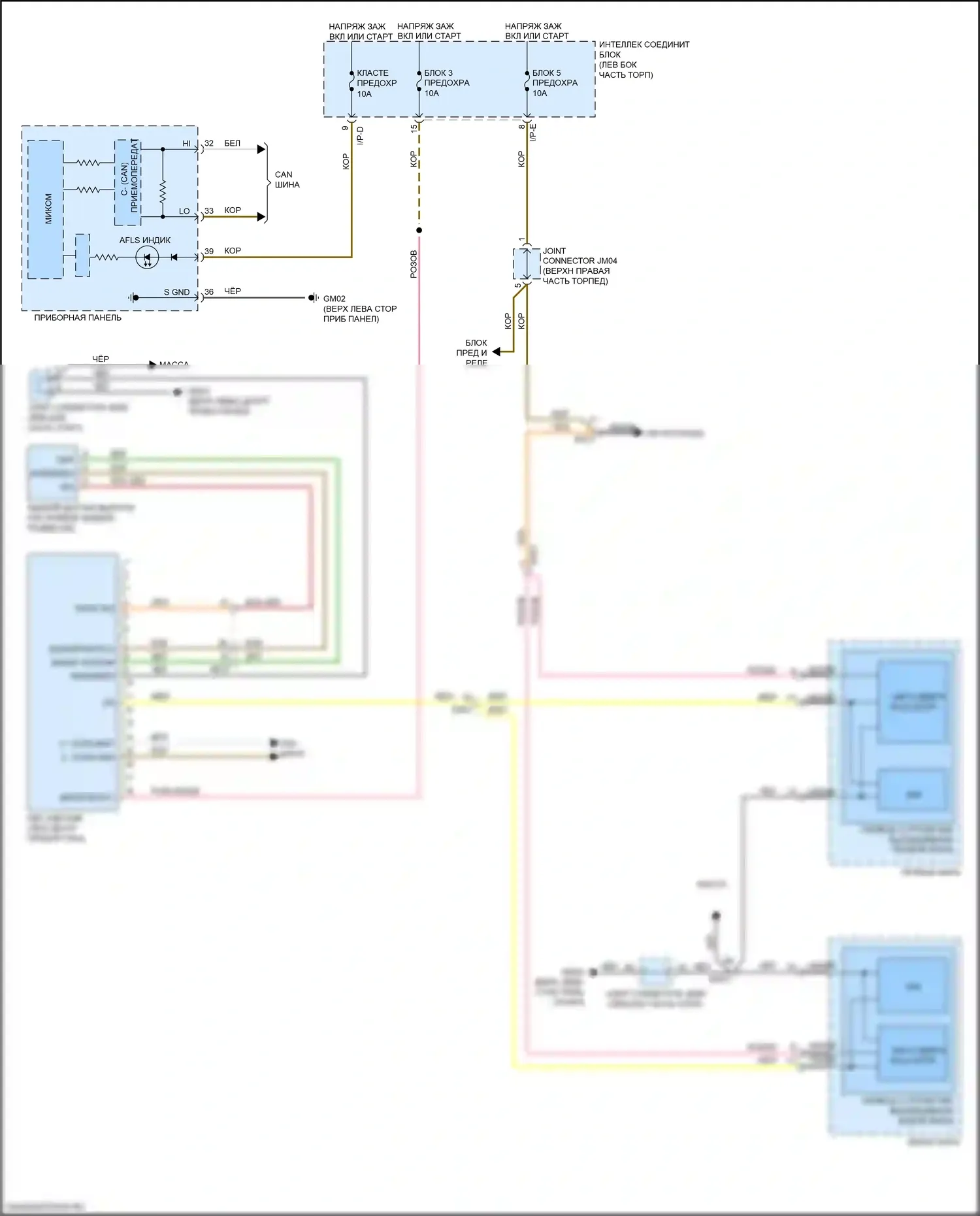 Optima Kia IV (2015-2018): Электросхема адаптивного переднего освещения, кроме гибрида с ксеноновыми фарами 