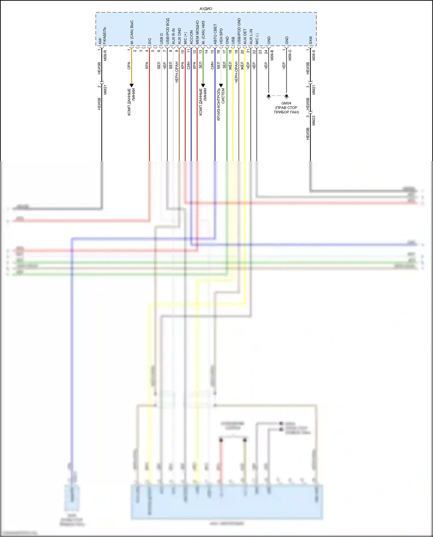 Optima Kia IV (2015-2018): Электросхема магнитолы, подключайте гибрид без навигации и uvo, с усилителем (2 из 4) 