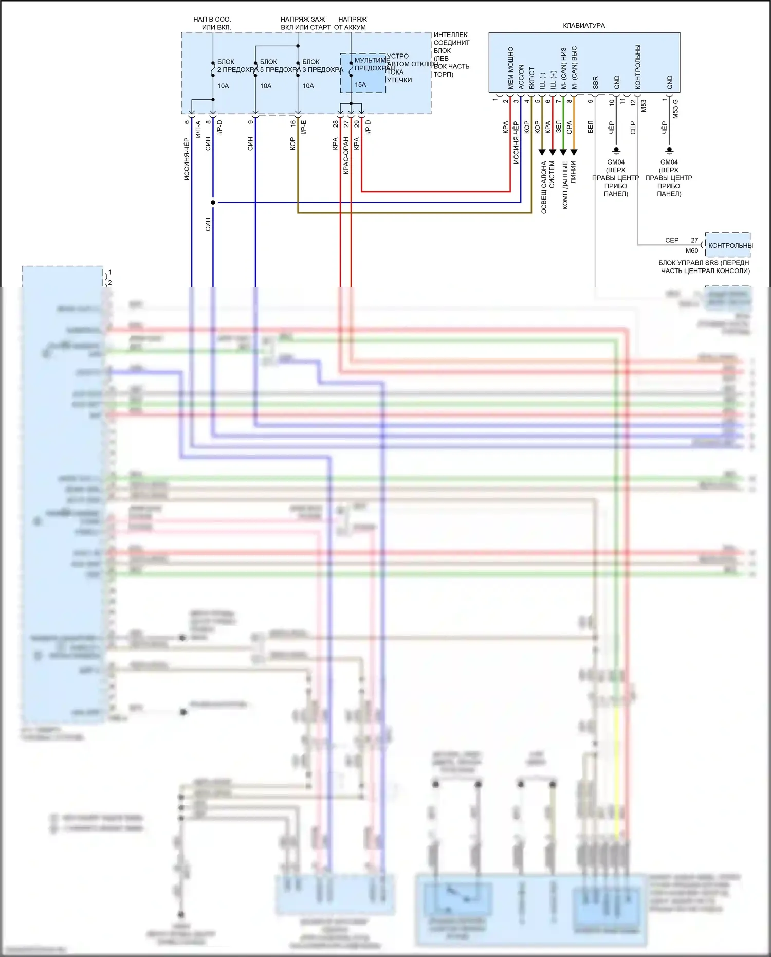 Optima Kia IV (2015-2018): Электросхема магнитолы, за исключением гибридной и подключаемой гибридной версии 1.0 с навигацией и усилителем (1 из 4) 