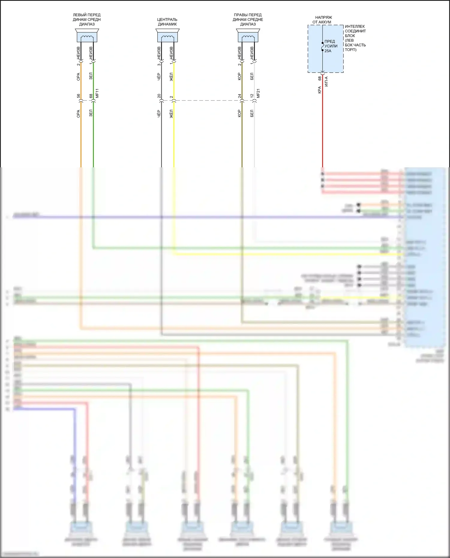 Optima Kia IV (2015-2018): Электросхема магнитолы, за исключением гибридной и подключаемой гибридной версии 1.0 с навигацией и усилителем (4 из 4) 