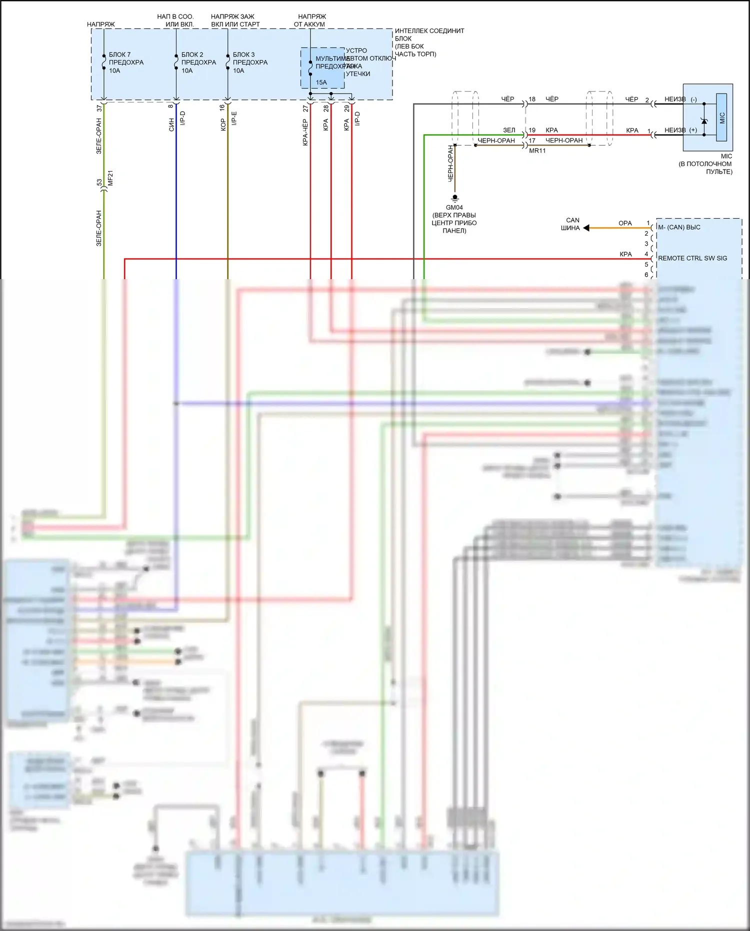 Optima Kia IV (2015-2018): Электросхема магнитолы, за исключением гибридной и подключаемой в гибридной версии 4.0 и pio с навигацией, без усилителя (3 из 3) 