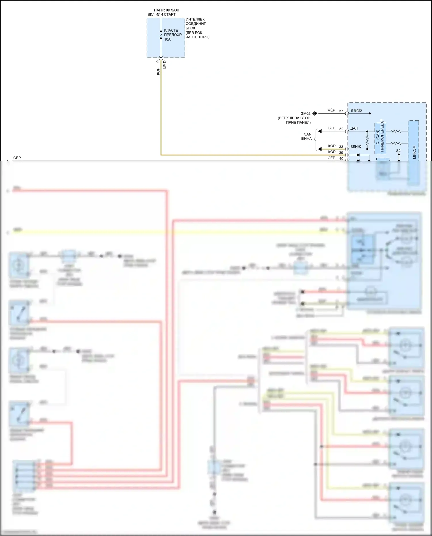 Optima Kia IV (2015-2018): Электросхема освещения салона, кроме гибридной (2 из 2) 