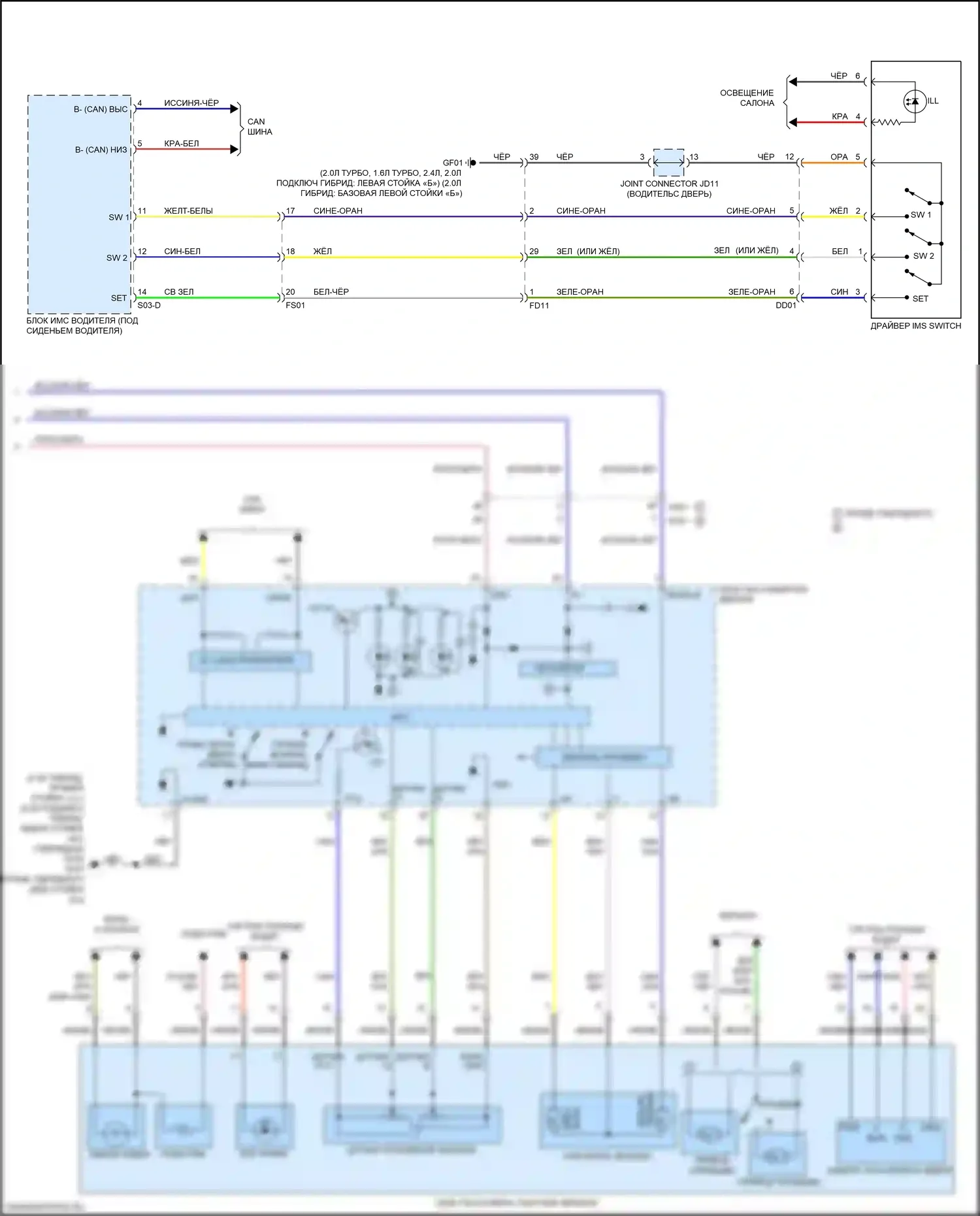 Optima Kia IV (2015-2018): Электросхема памяти зеркал (2 из 2) 