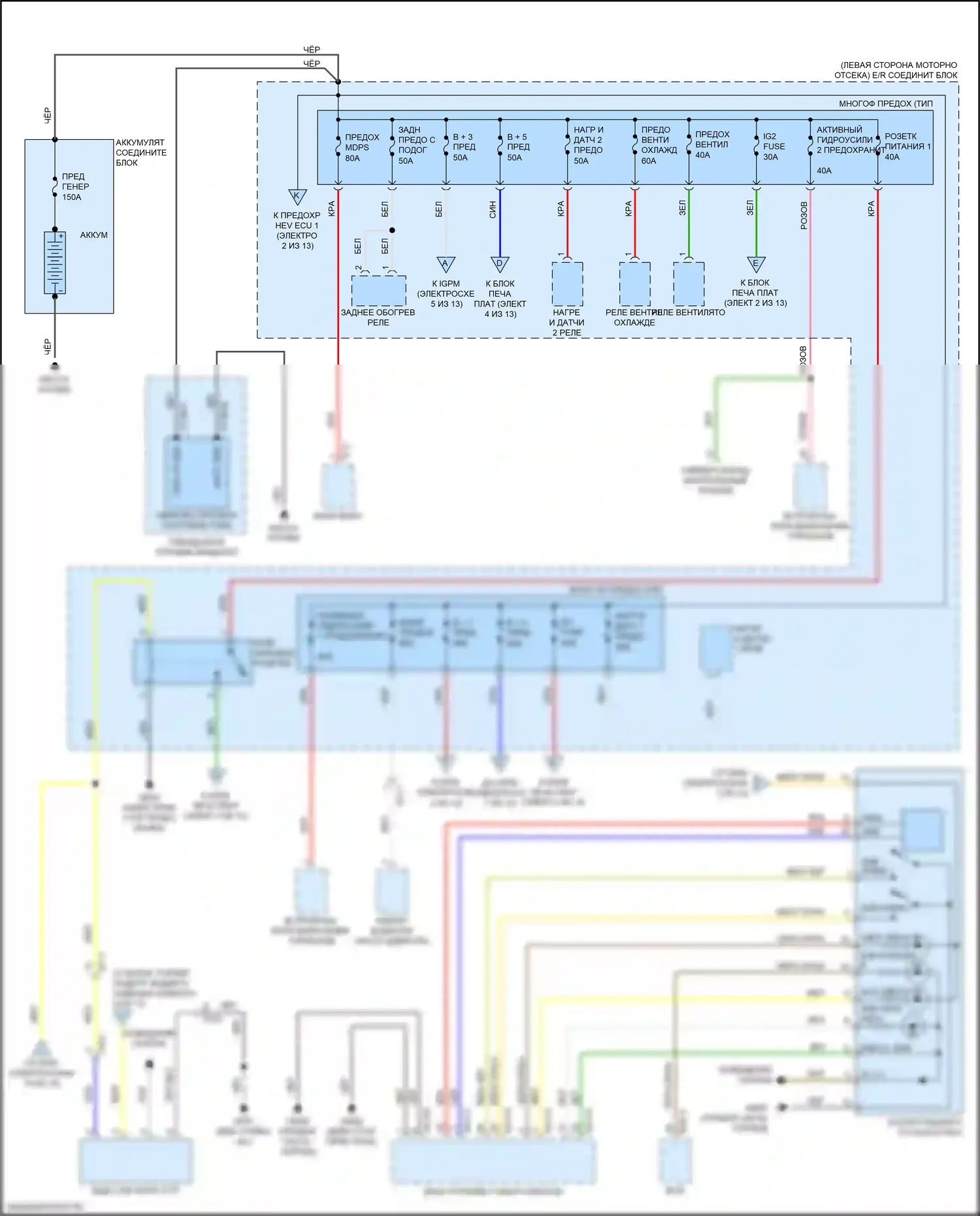 Optima Kia IV (2015-2018): 2.0л подключаемый гибрид, электросхема блока релейных предохранителей (1 из 13) 