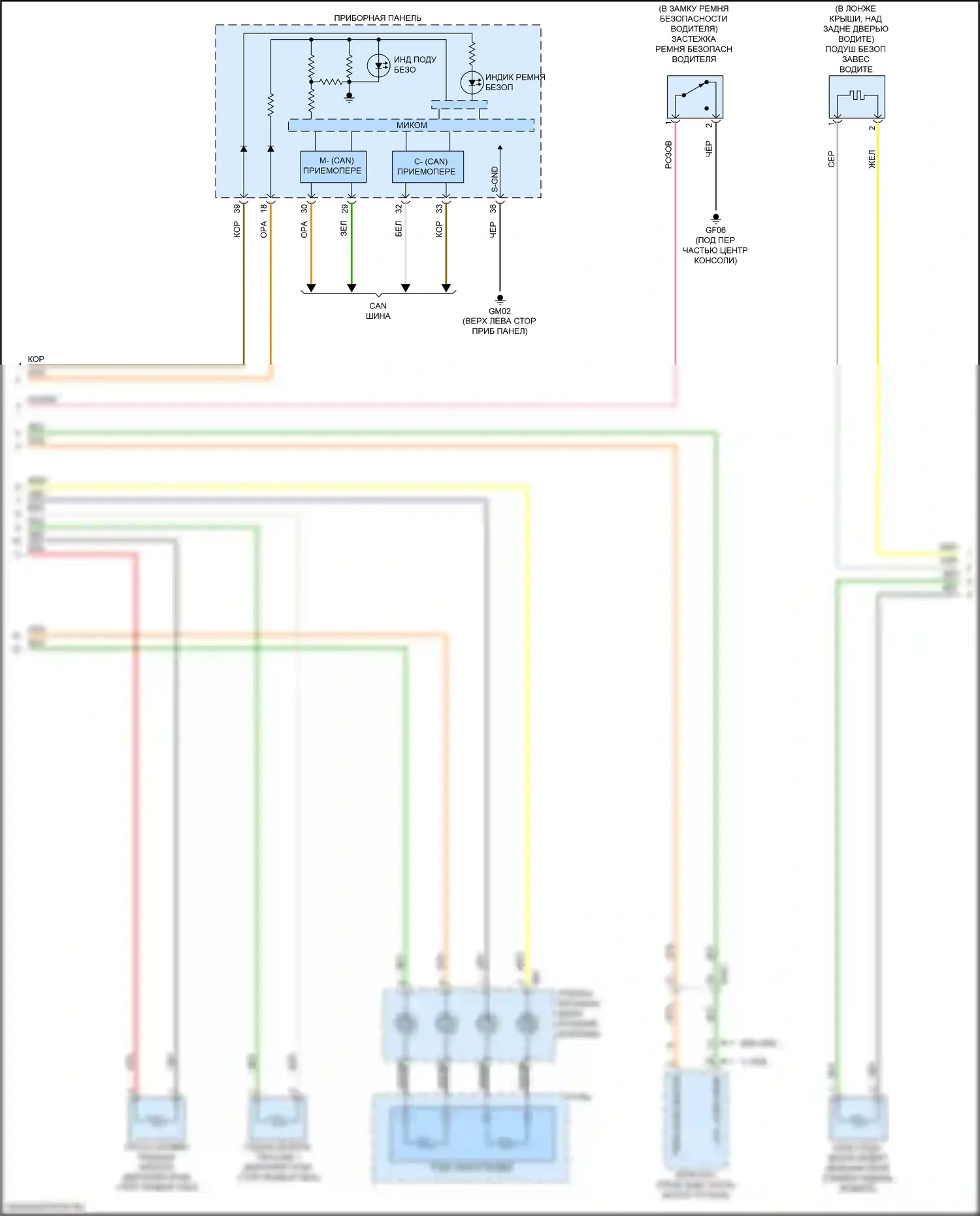 Optima Kia IV (2015-2018): Электросхема подушек безопасности, кроме гибридной (2 из 3) 