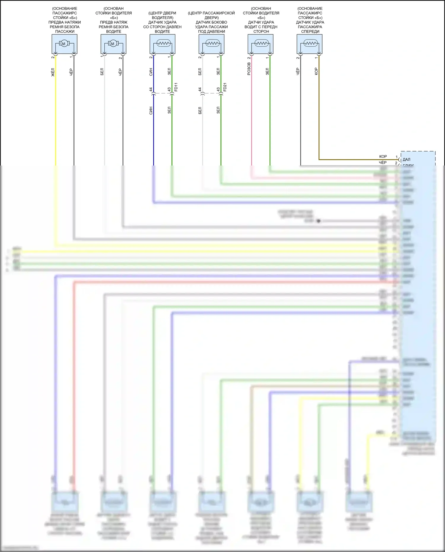Optima Kia IV (2015-2018): Электросхема подушек безопасности, кроме гибридной (3 из 3) 
